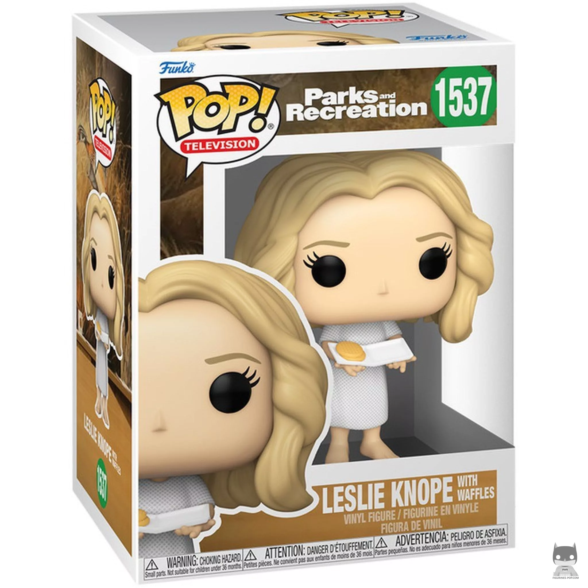 Leslie Knope with Waffles Funko Pop! figure in its box