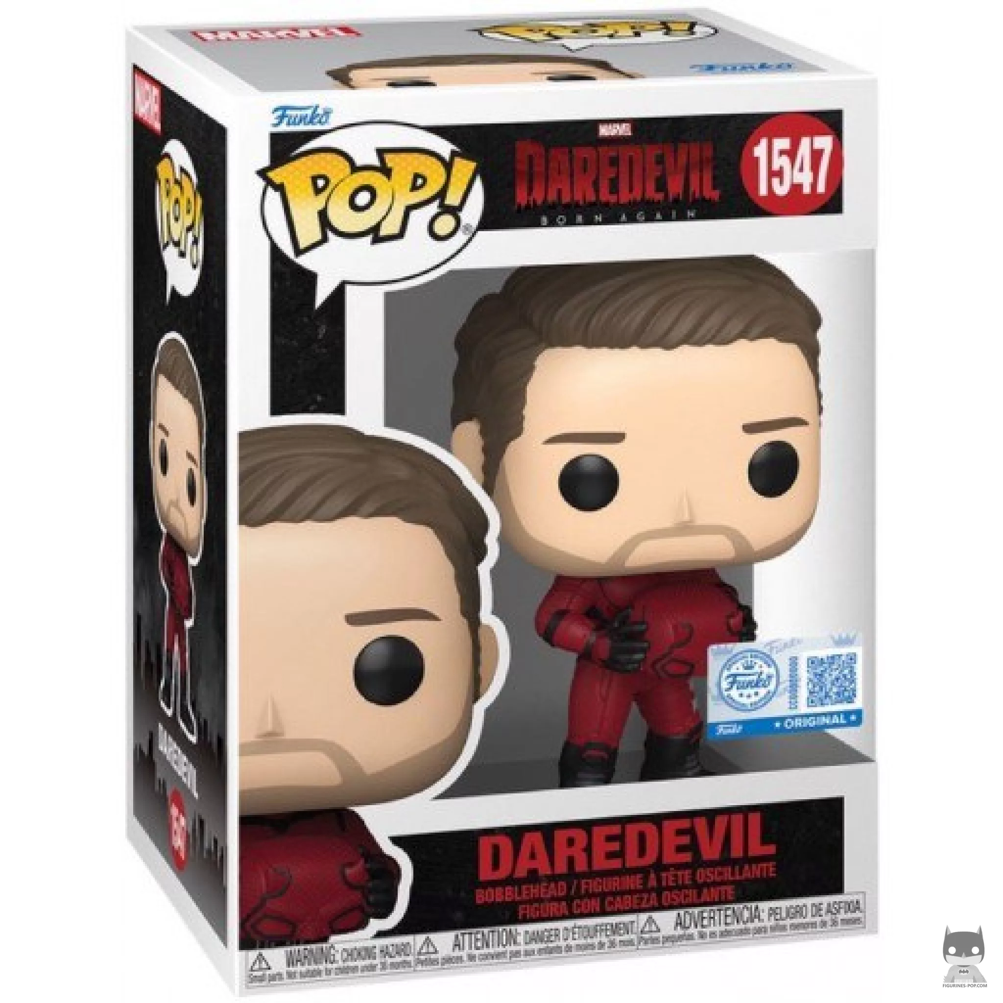 Daredevil Unmasked Funko Pop! figure in its box