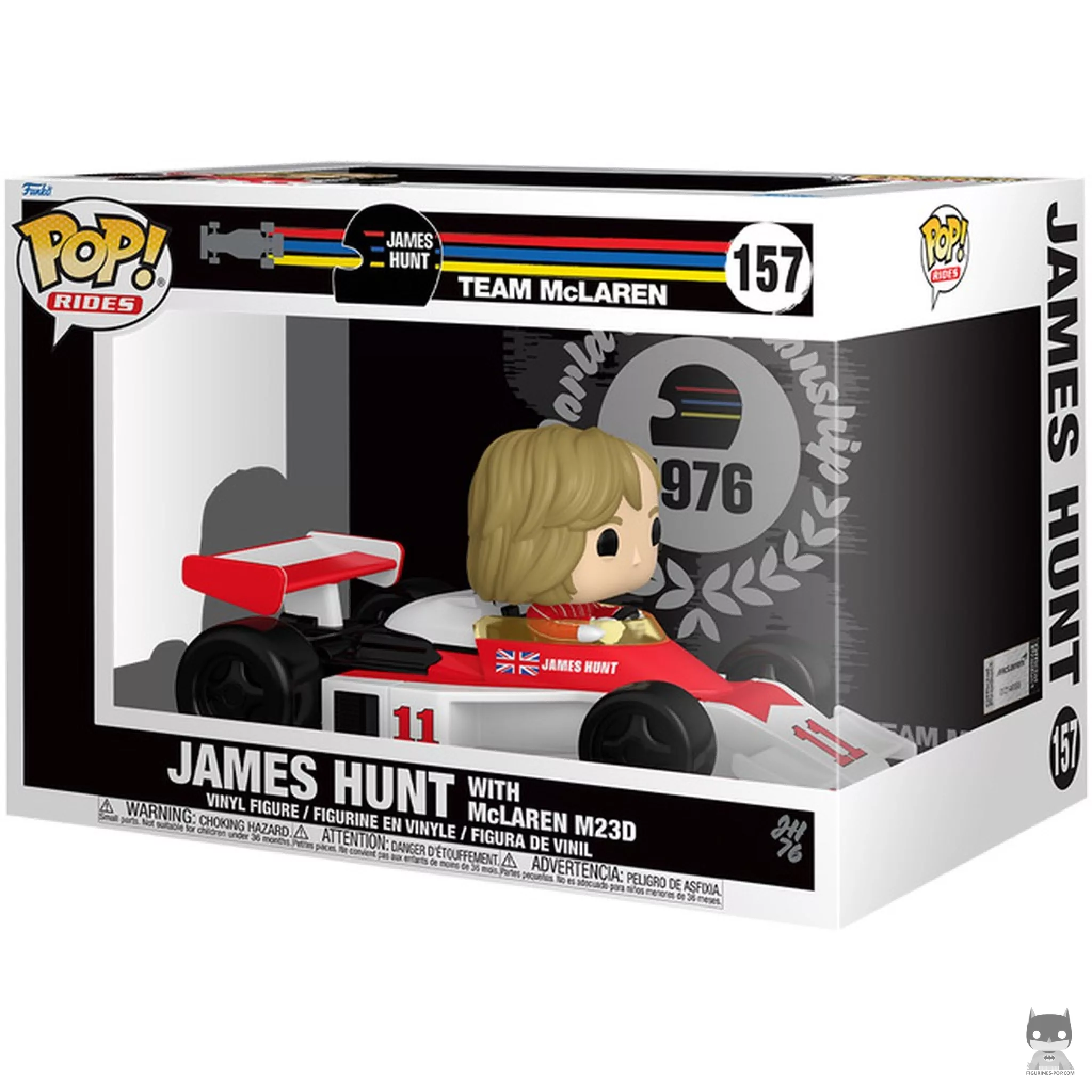 James Hunt with McLaren M23D Funko Pop! figure in its box