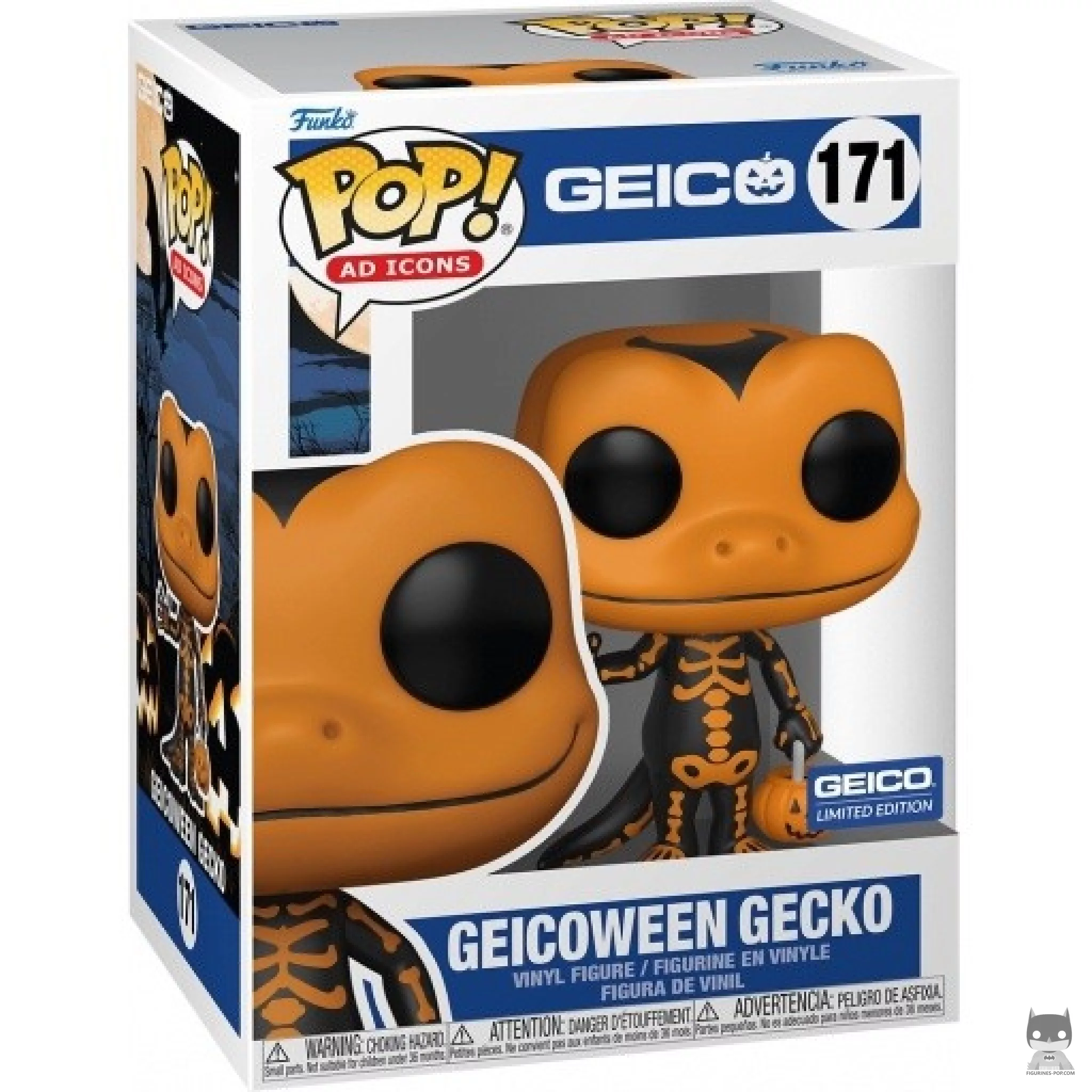 Geicoween Gecko (Orange) Funko Pop! figure in its box