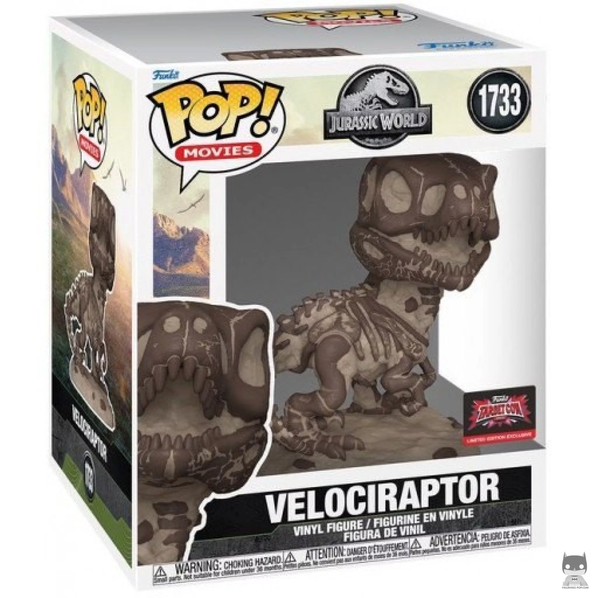 Velociraptor (Fossil) (SuperSized) Funko Pop! figure in its box