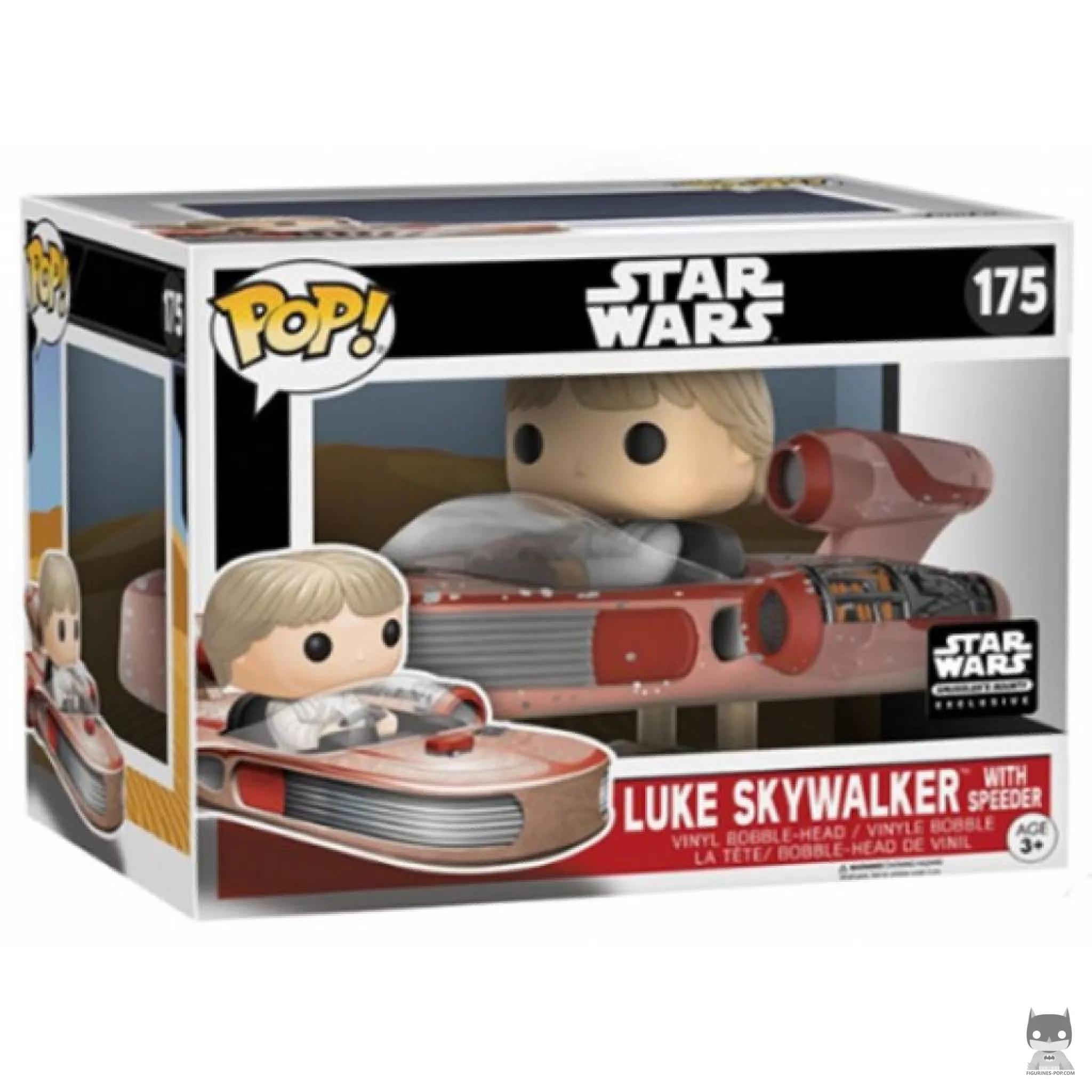 Luke Skywalker with Landspeeder Funko Pop! figure in its box
