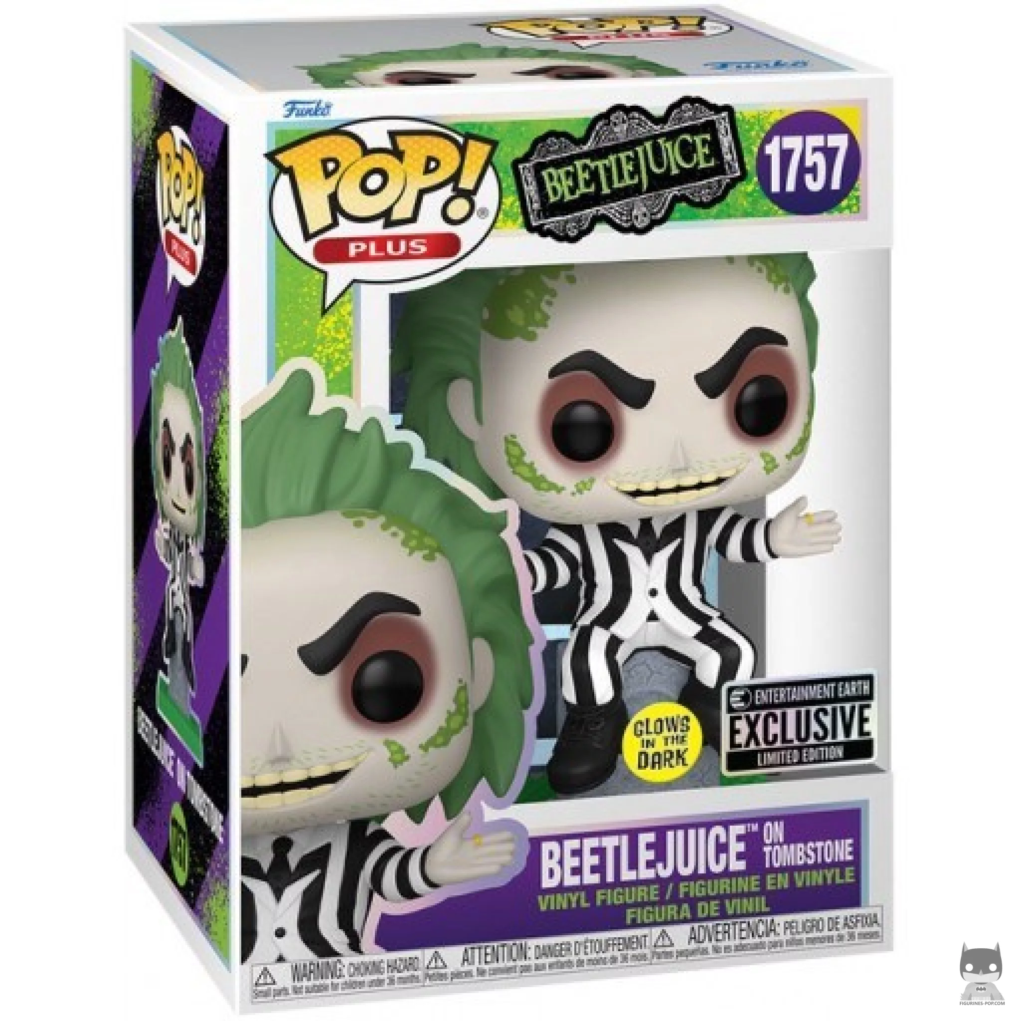 Beetlejuice on Tombstone (Glow in the Dark) Funko Pop! figure in its box