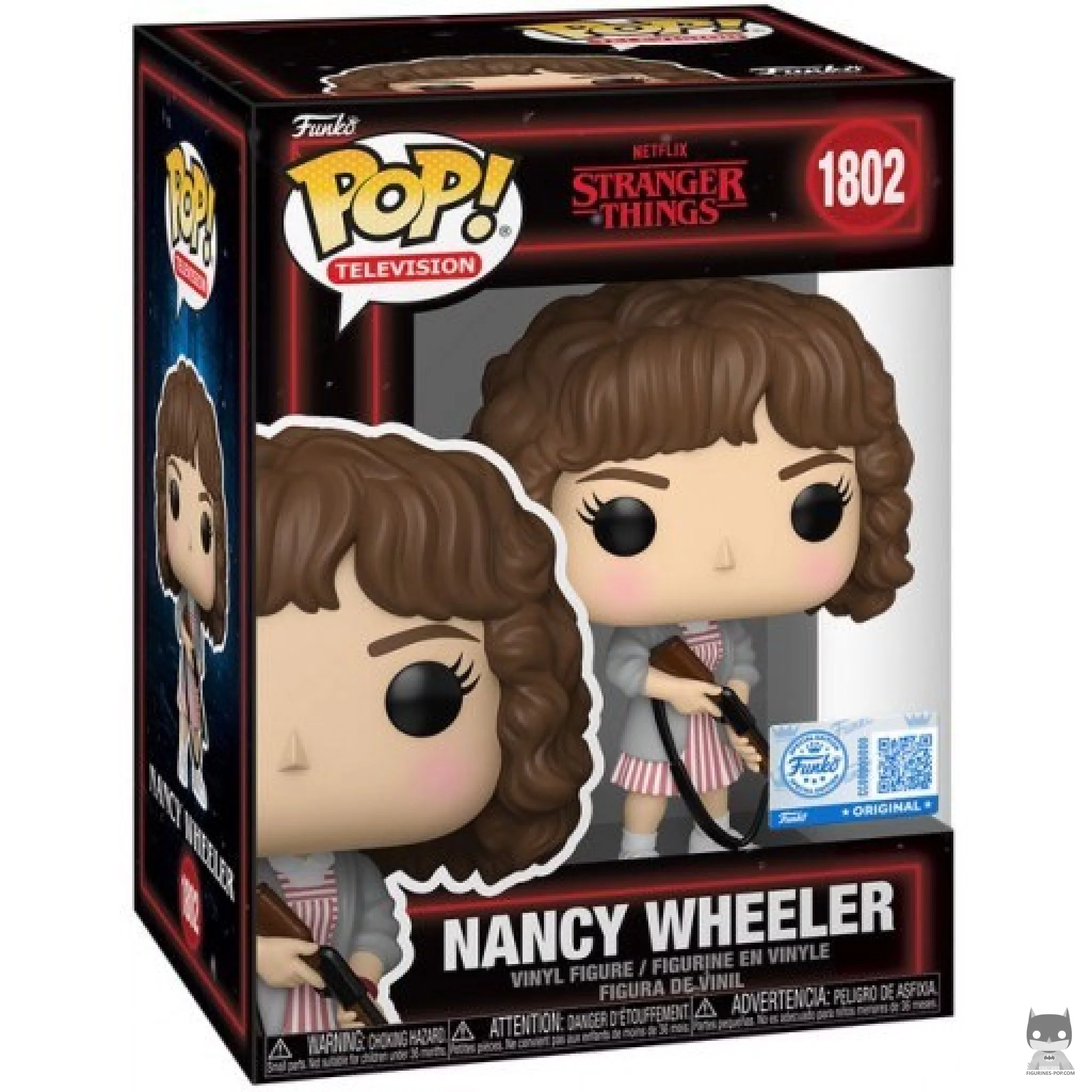 Nancy Wheeler with Shotgun Funko Pop! figure in its box