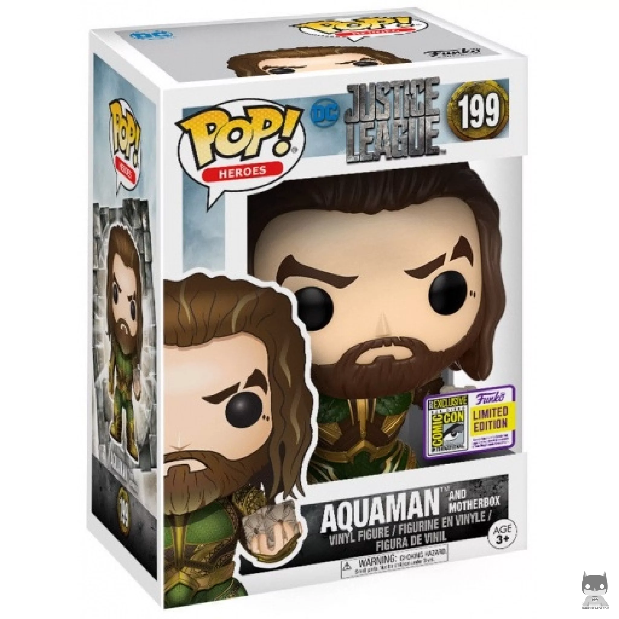 Aquaman with Mother Box Funko Pop! figure in its box