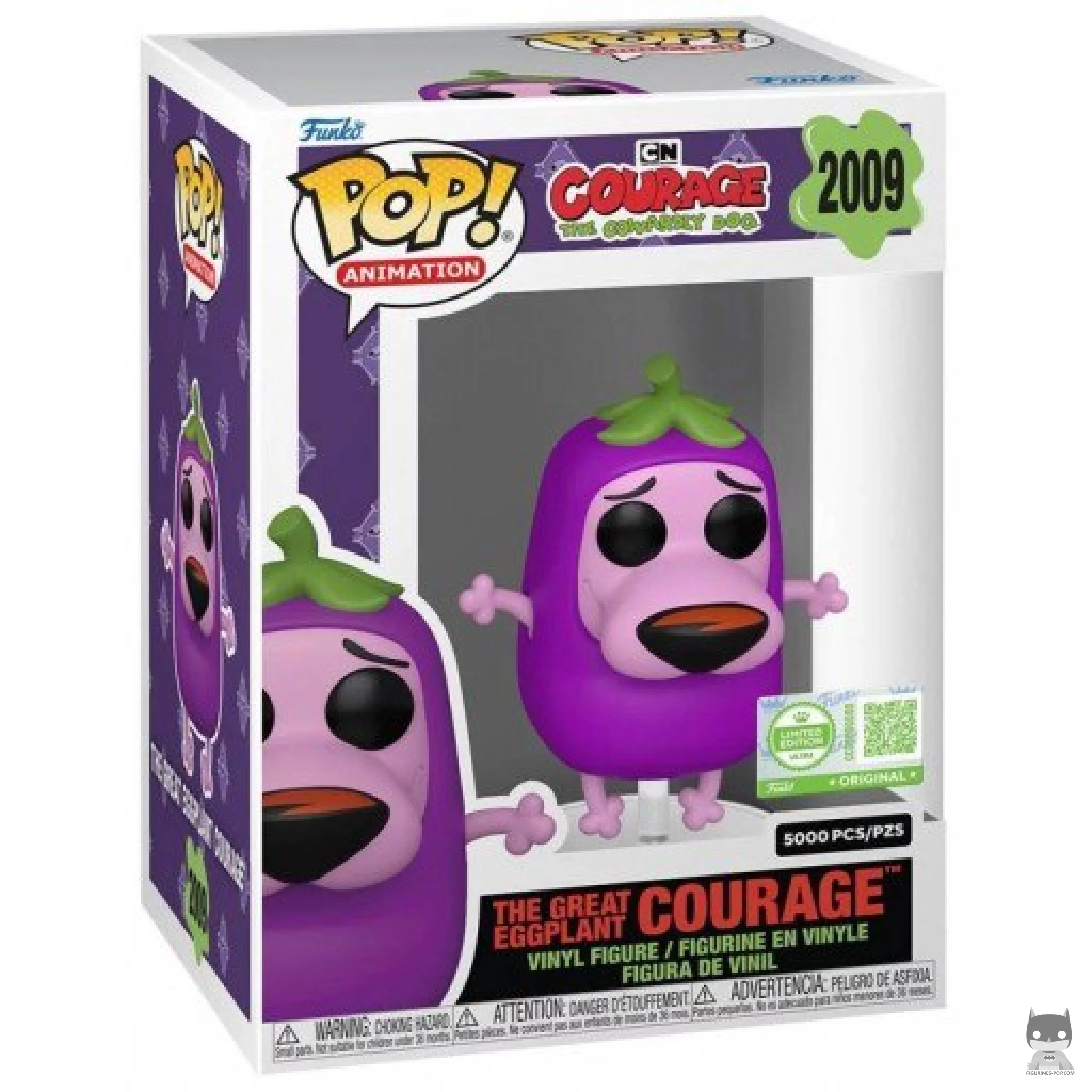 The Great Eggplant Courage Funko Pop! figure in its box