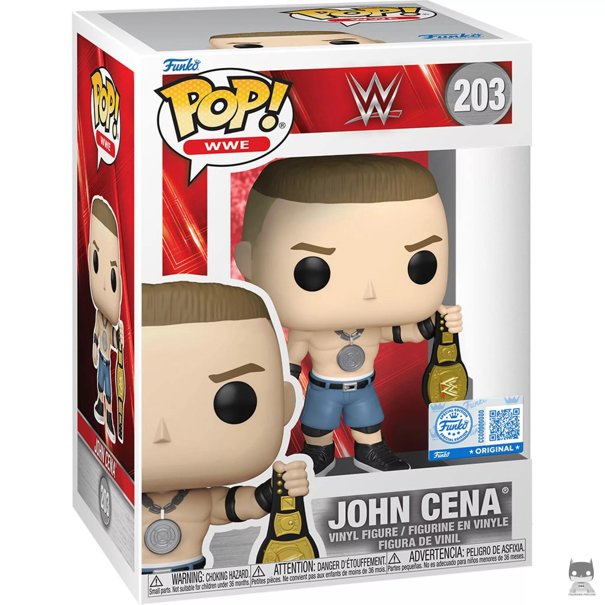 John Cena with Spinner Championship Belt Funko Pop! figure in its box