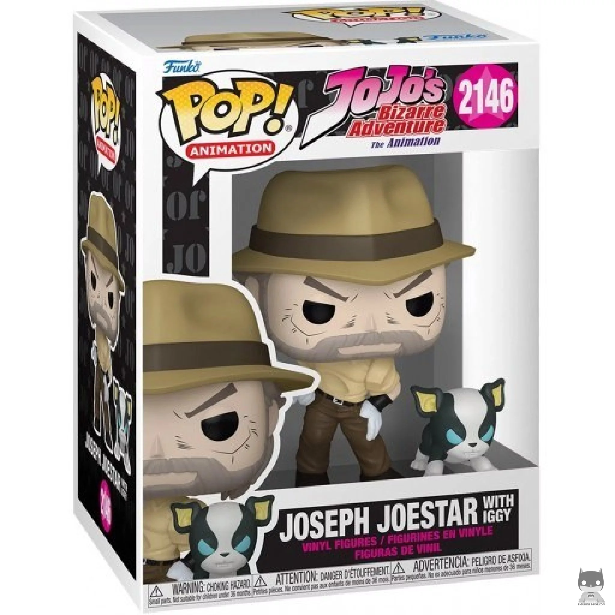 Joseph Joestar with Iggy Funko Pop! figure in its box