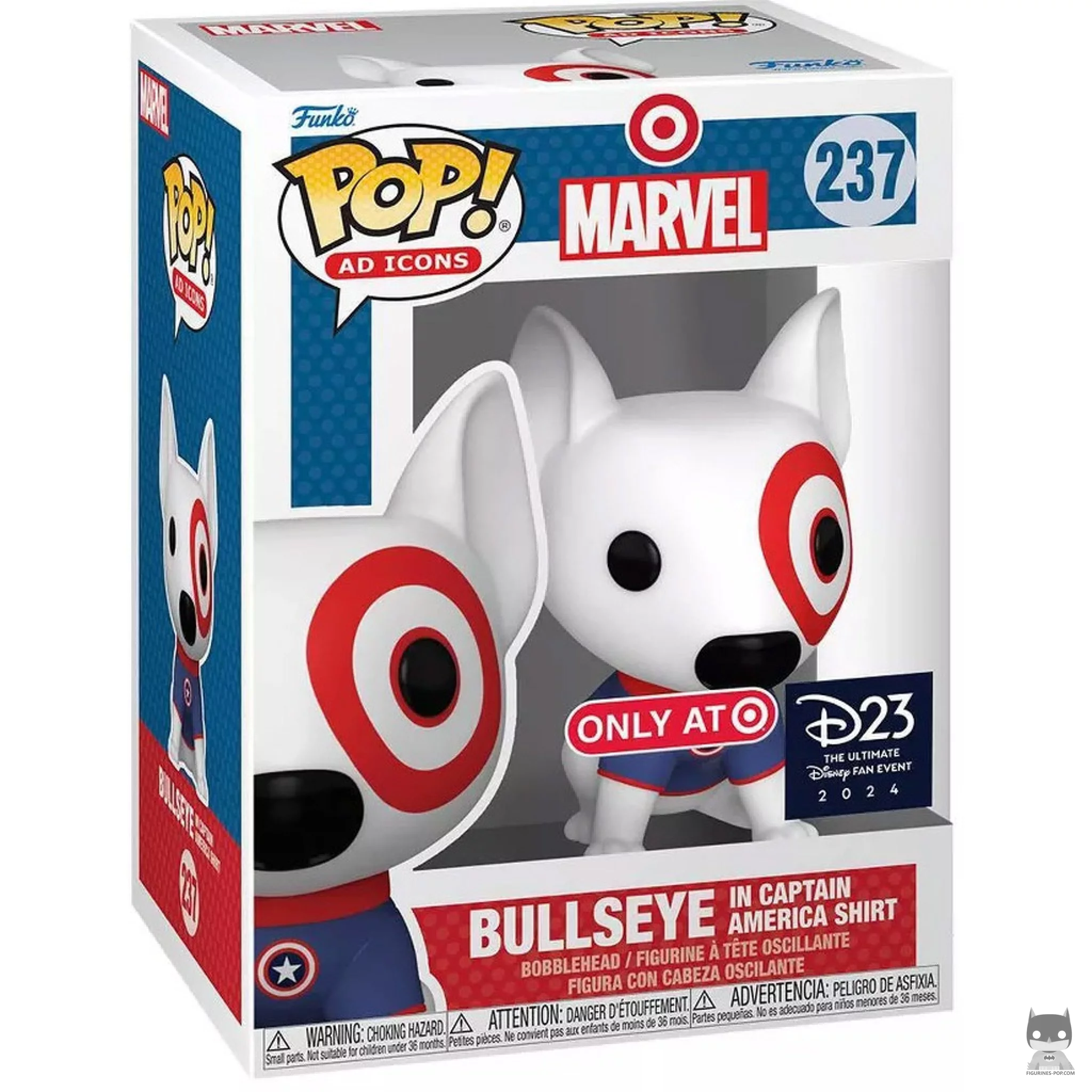 Bullseye in Captain America shirt Funko Pop! figure in its box