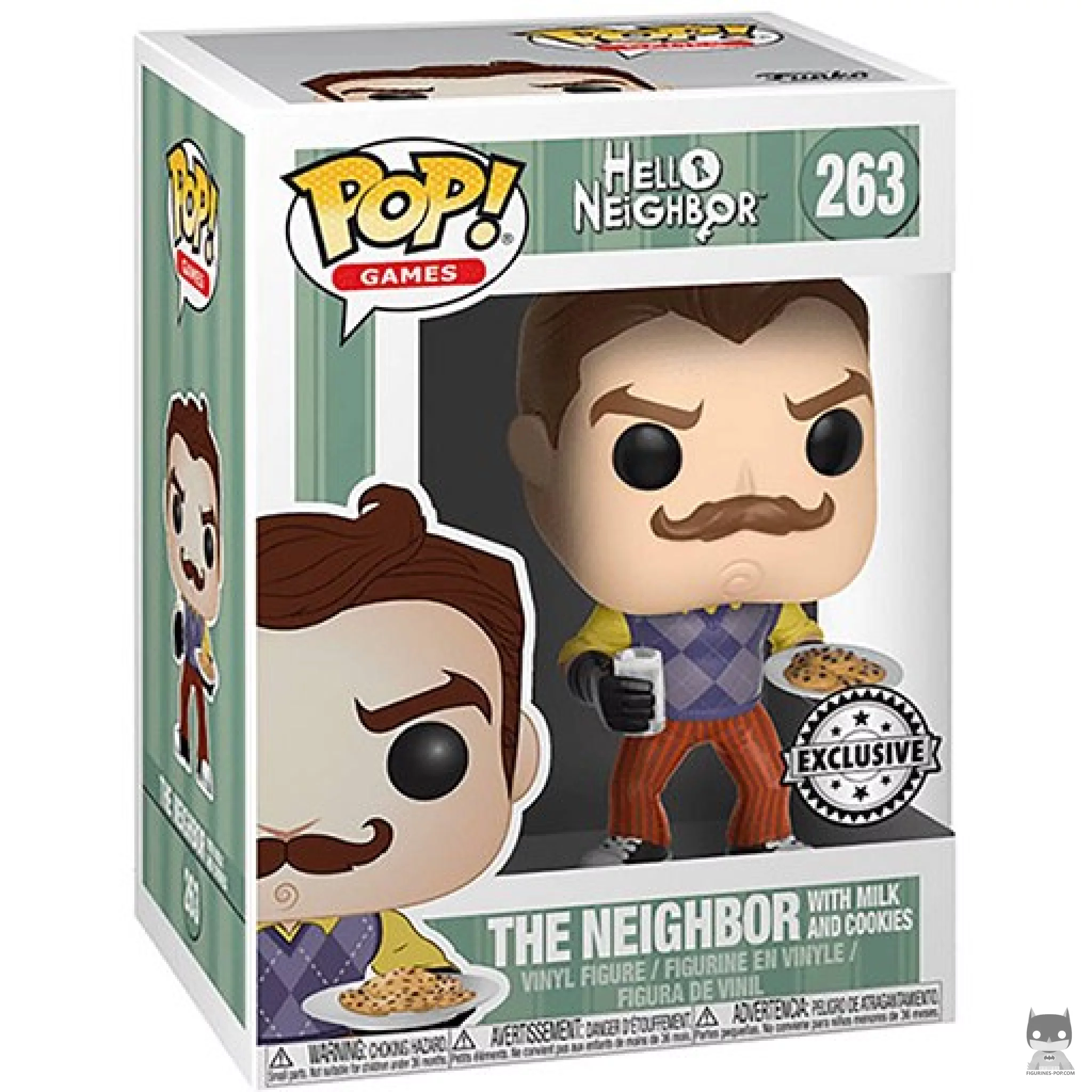 The Neighbor with milk & cookies Funko Pop! figure in its box