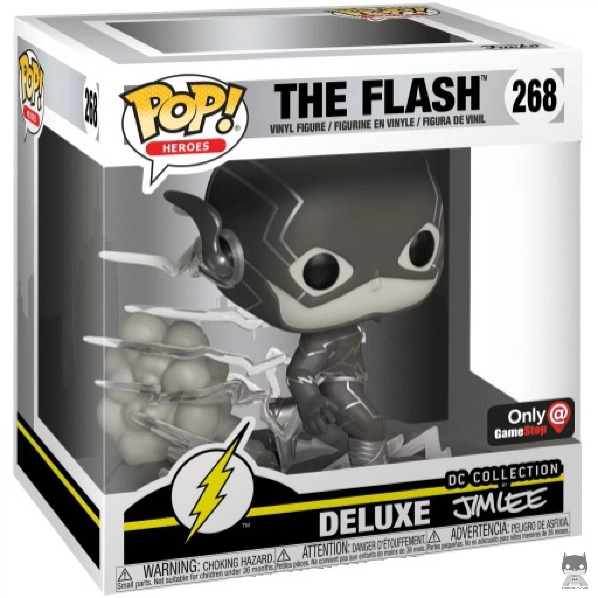 The Flash (Black & White) Funko Pop! figure in its box