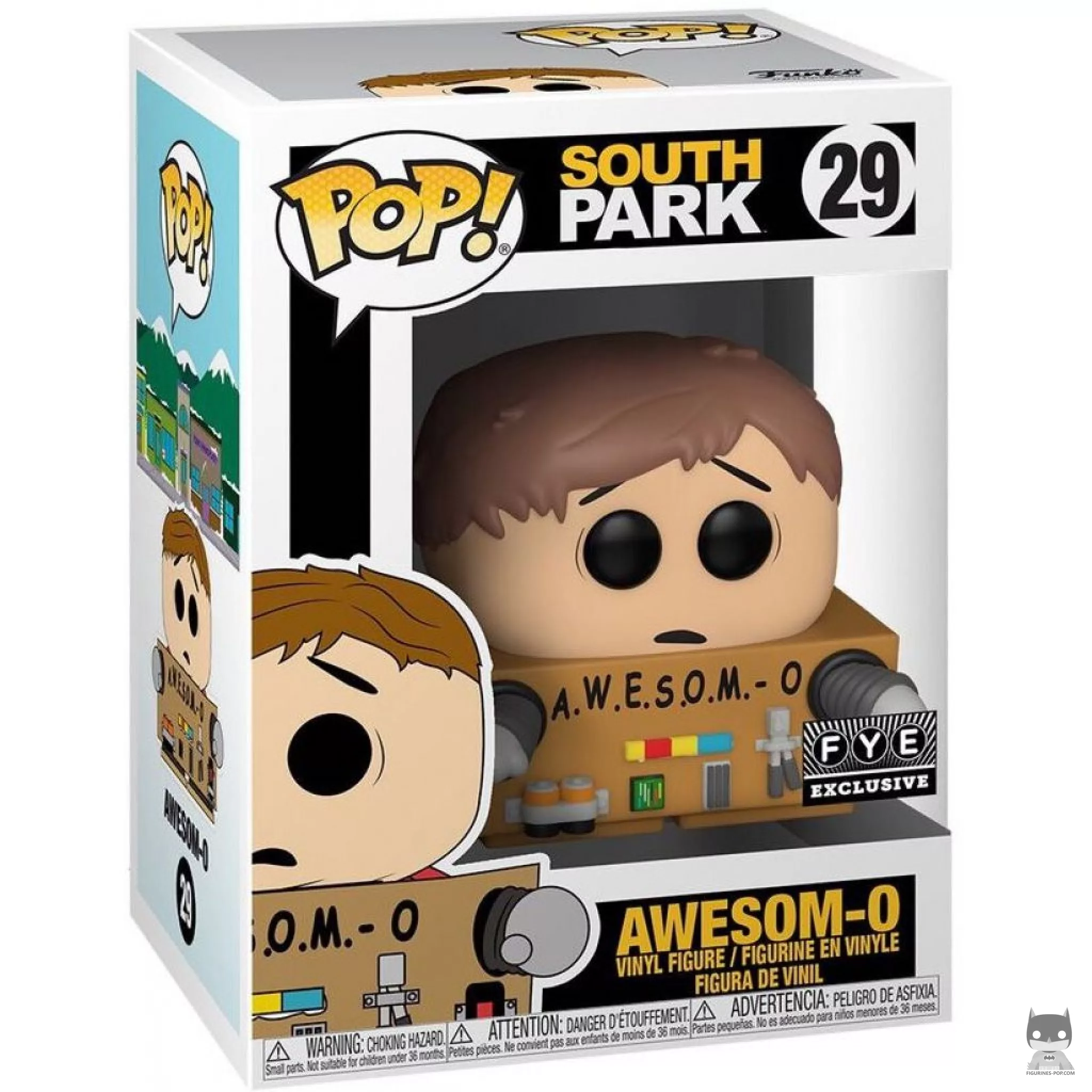 Awesom-O unmasked Funko Pop! figure in its box