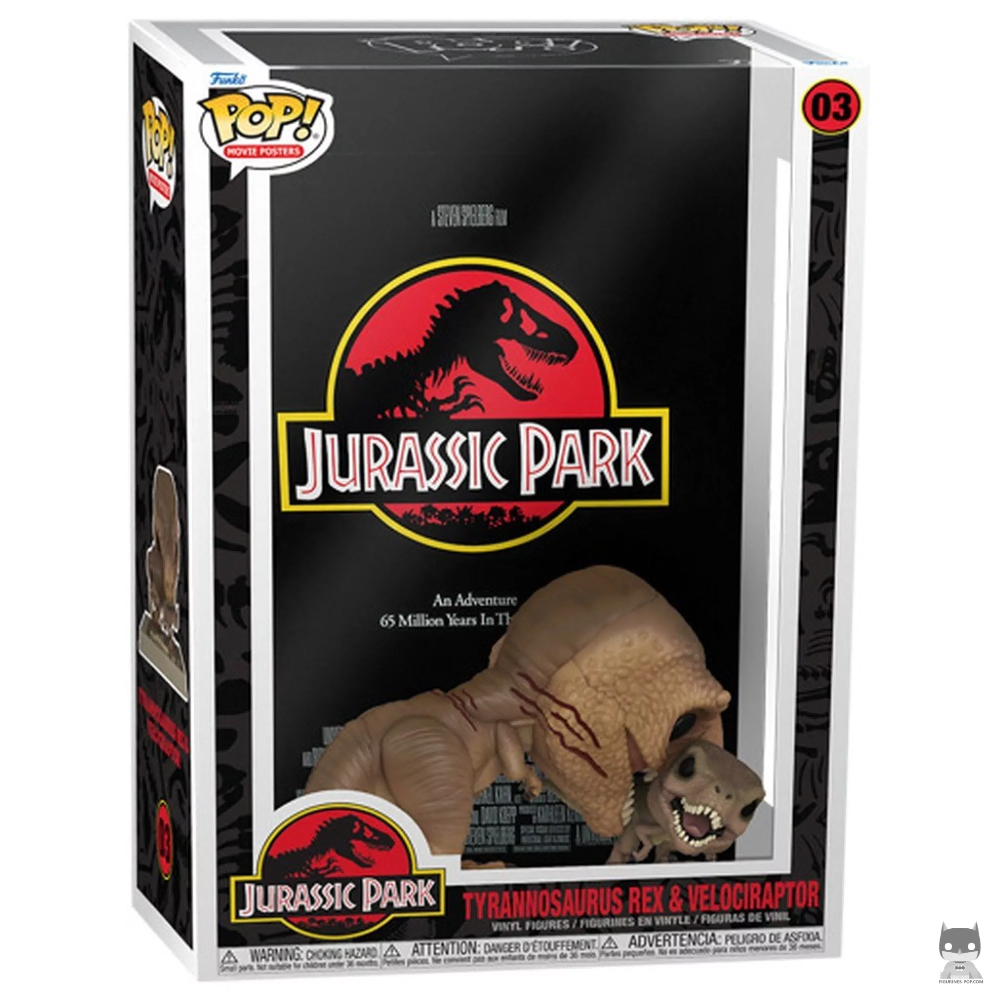 Tyrannosaurus Rex & Velociraptor Funko Pop! figure in its box