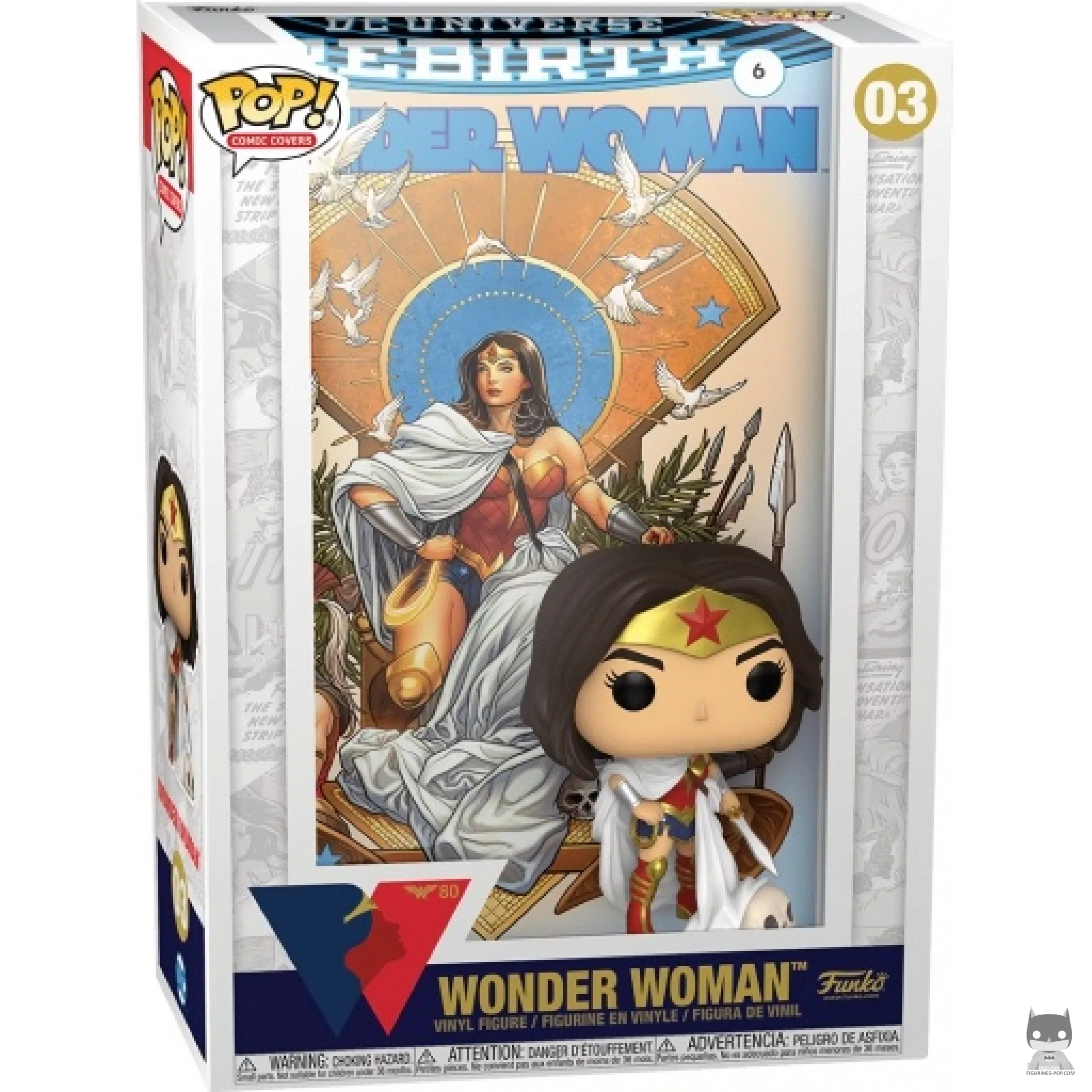 Wonder Woman Rebirth on Throne Funko Pop! figure in its box