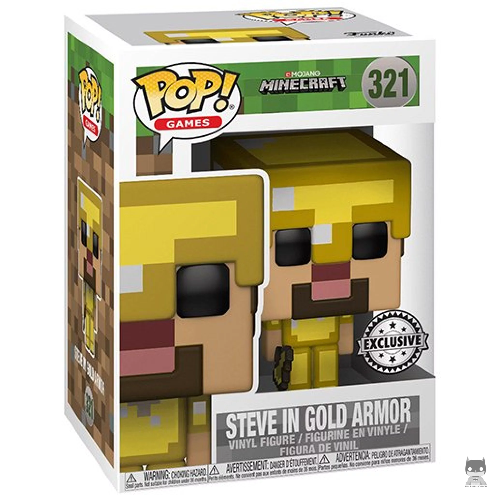 Steve in Gold Armor Funko Pop! figure in its box