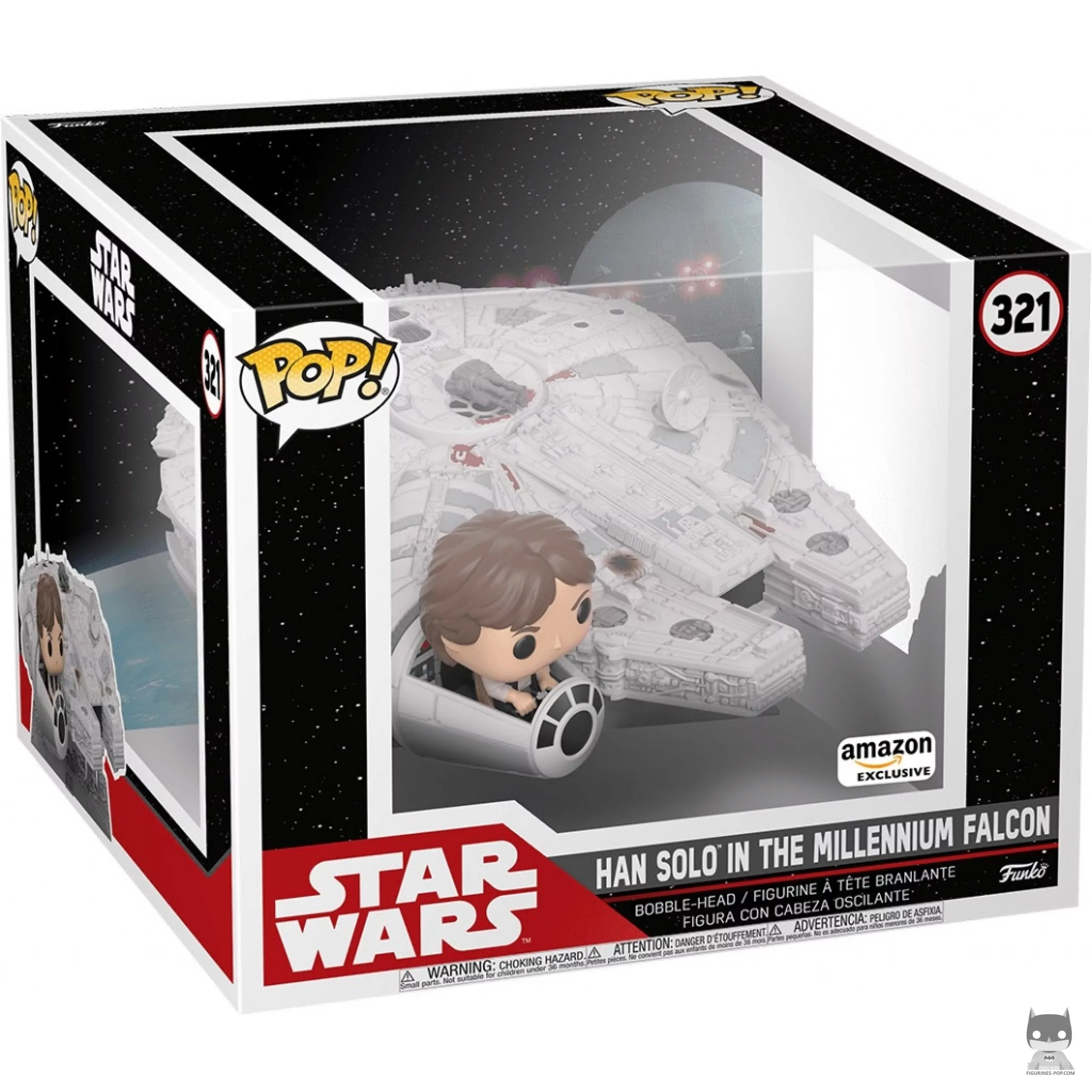 Han Solo in the Millennium Falcon (Supersized) Funko Pop! figure in its box