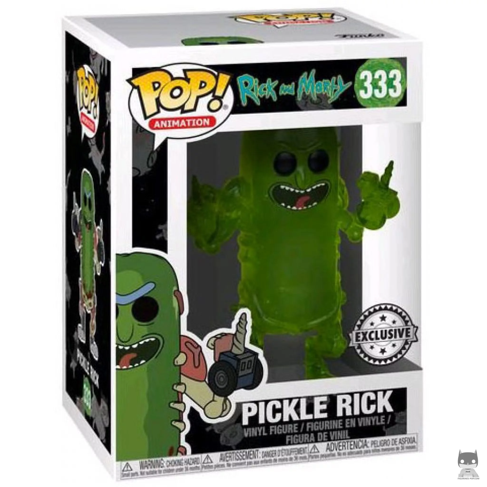 Pickle Rick (Translucent) Funko Pop! figure in its box