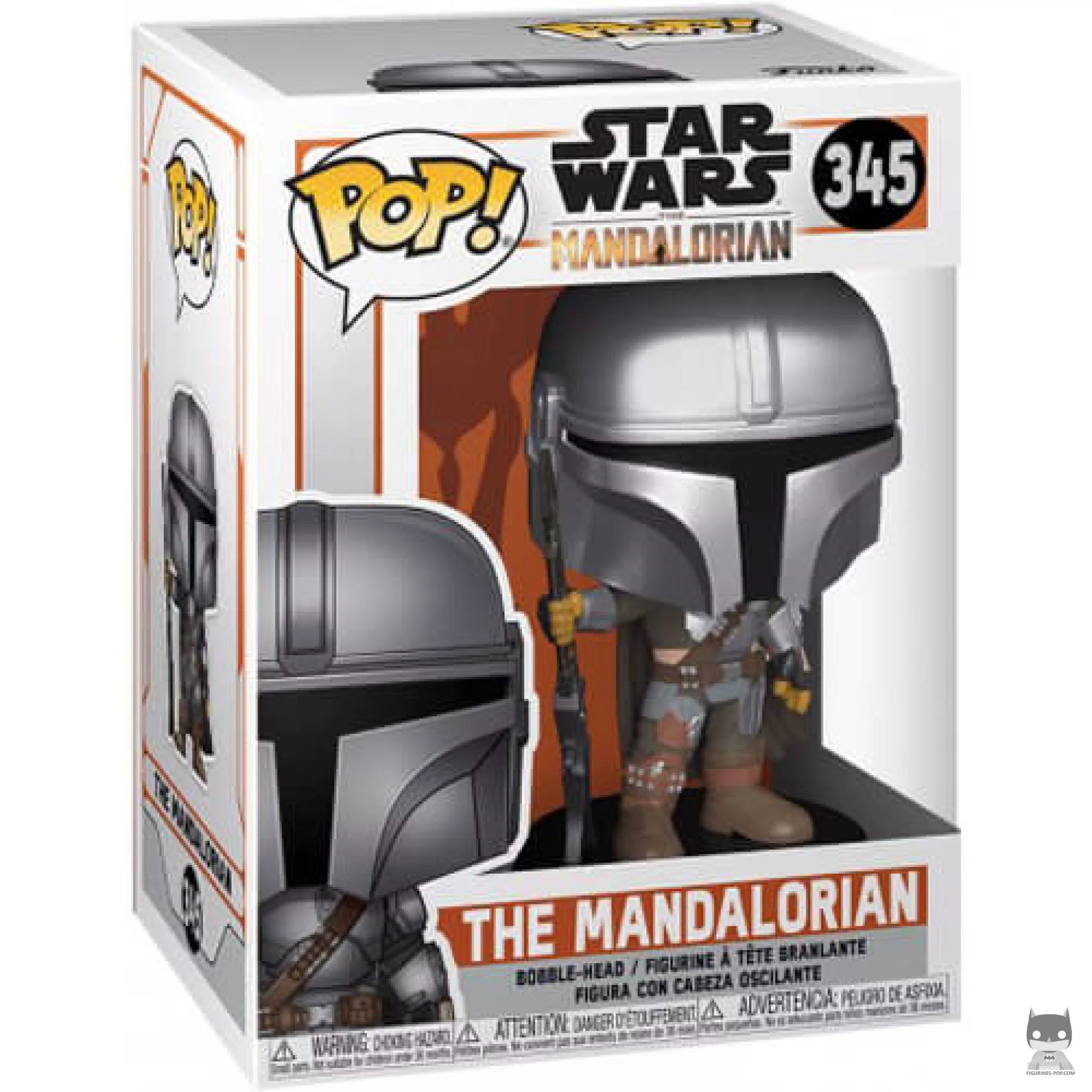 The Mandalorian (Chrome) Funko Pop! figure in its box