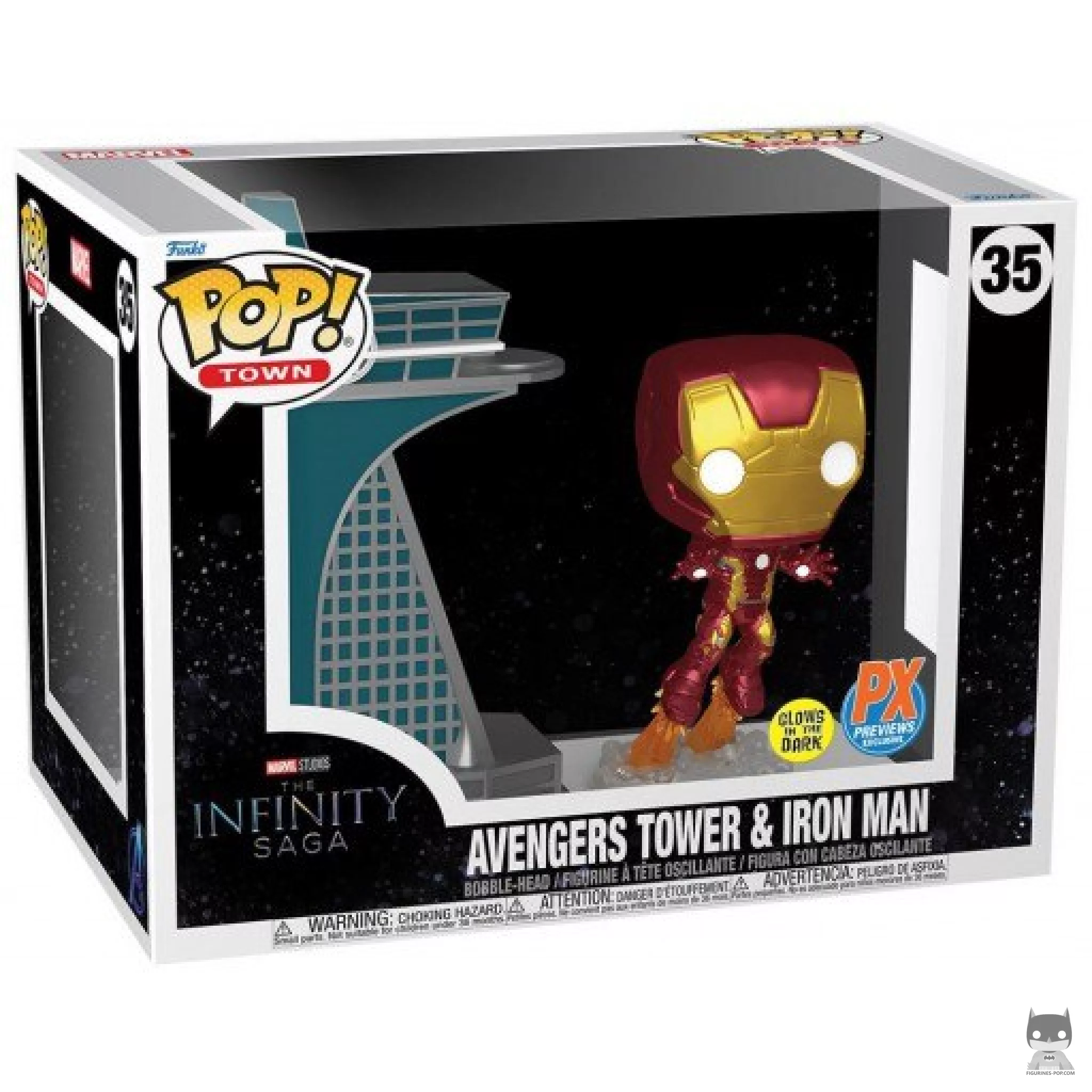 Avengers Tower with Iron Man (Glow in the Dark) Funko Pop! figure in its box