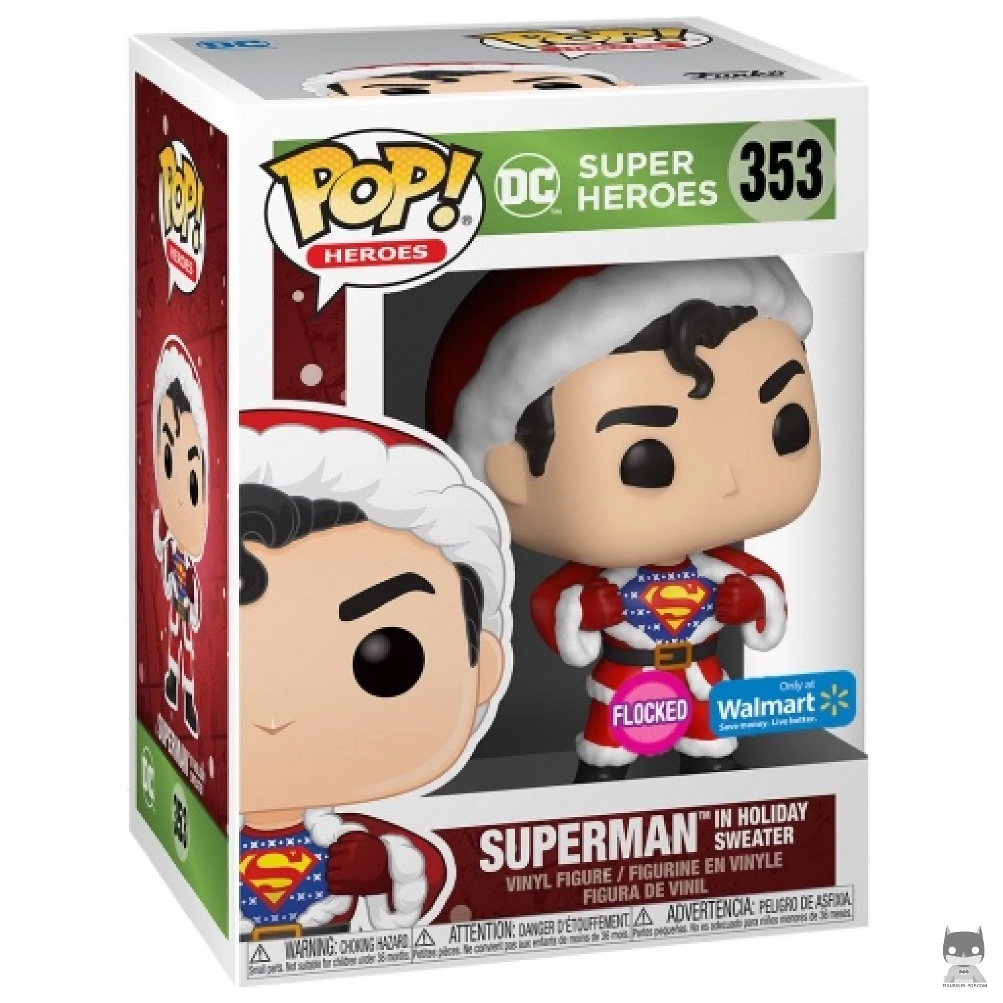 Superman in Holiday Sweater (Flocked) Funko Pop! figure in its box