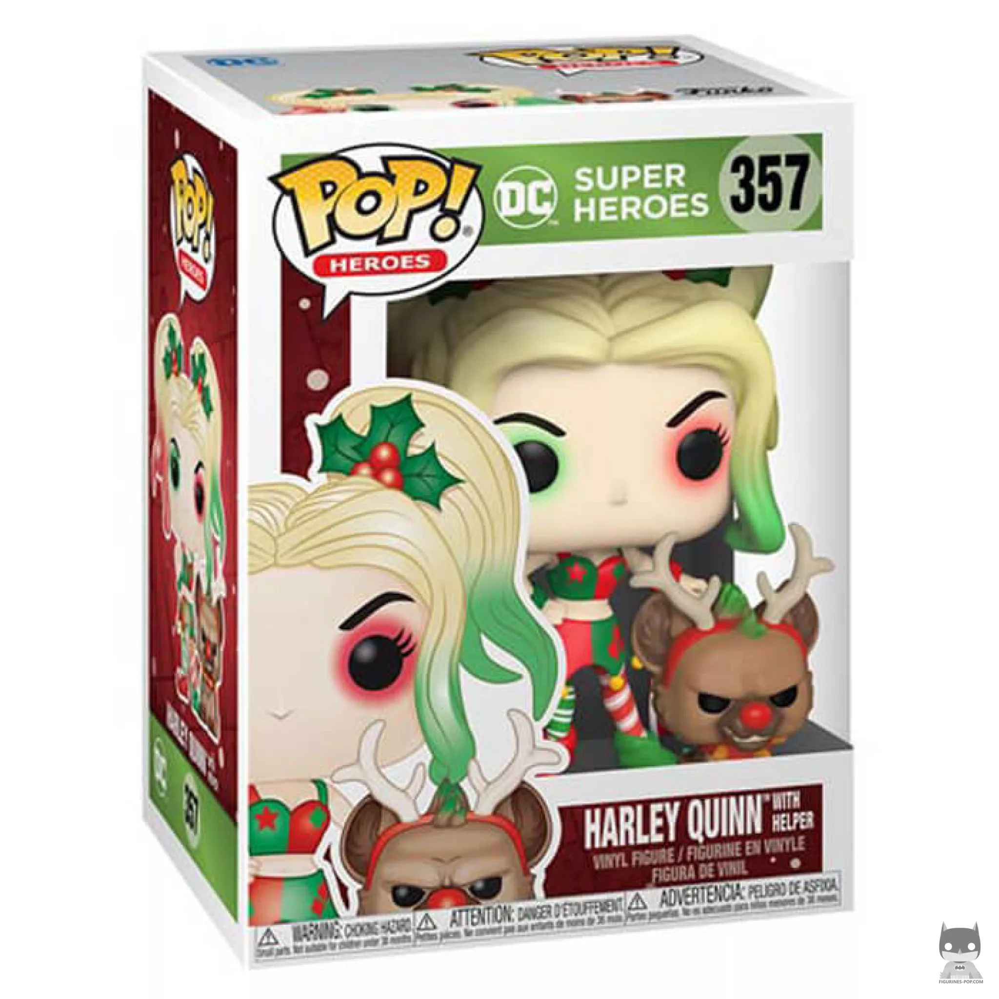 Harley Quinn with Helper Funko Pop! figure in its box