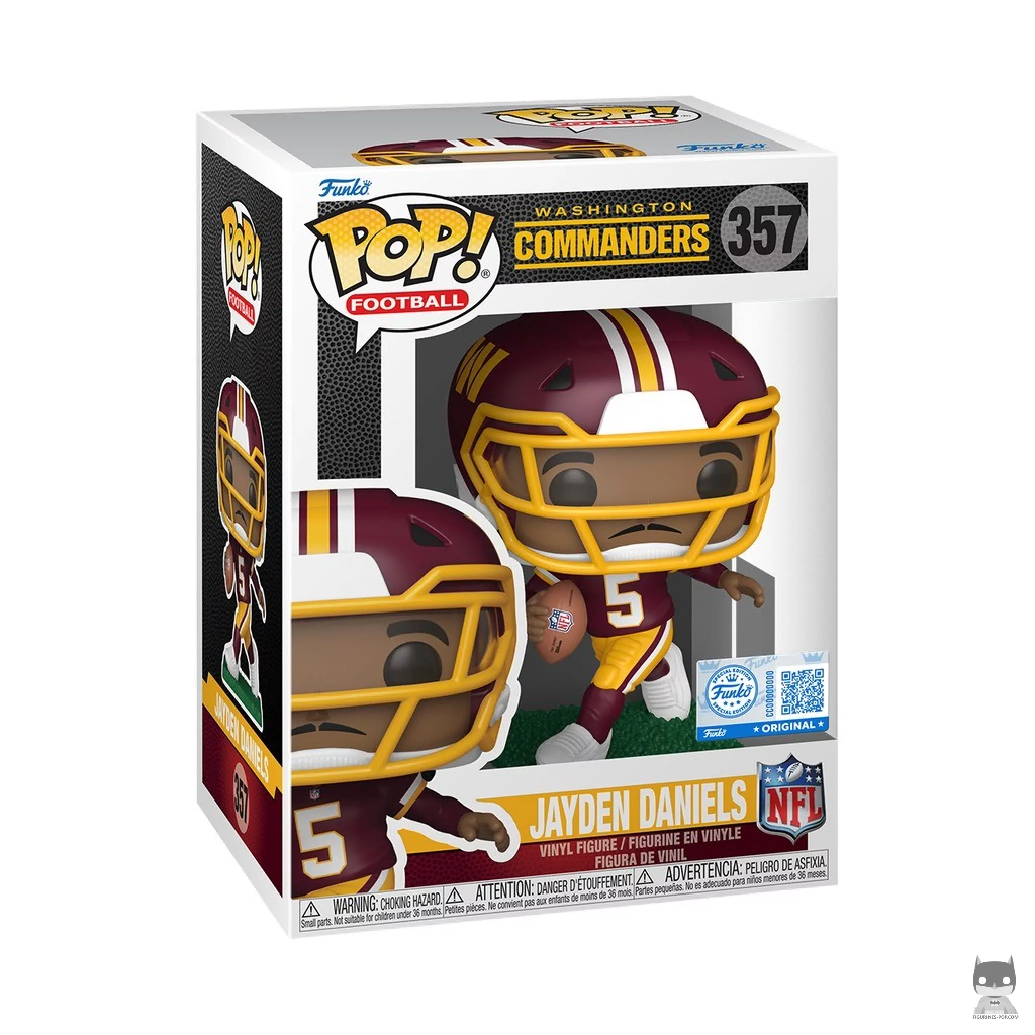 Jayden Daniels (Burgundy & gold jersey) Funko Pop! figure in its box