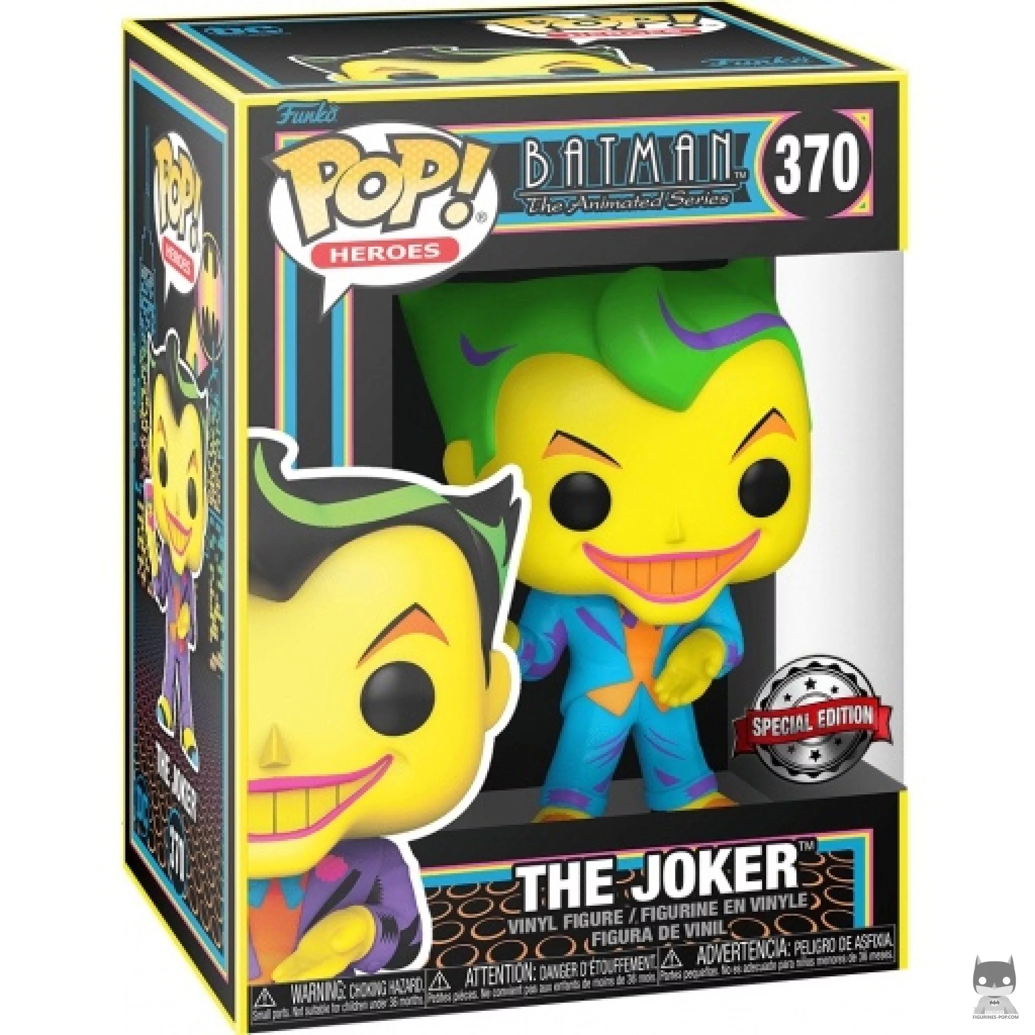 The Joker (Blacklight) Funko Pop! figure in its box