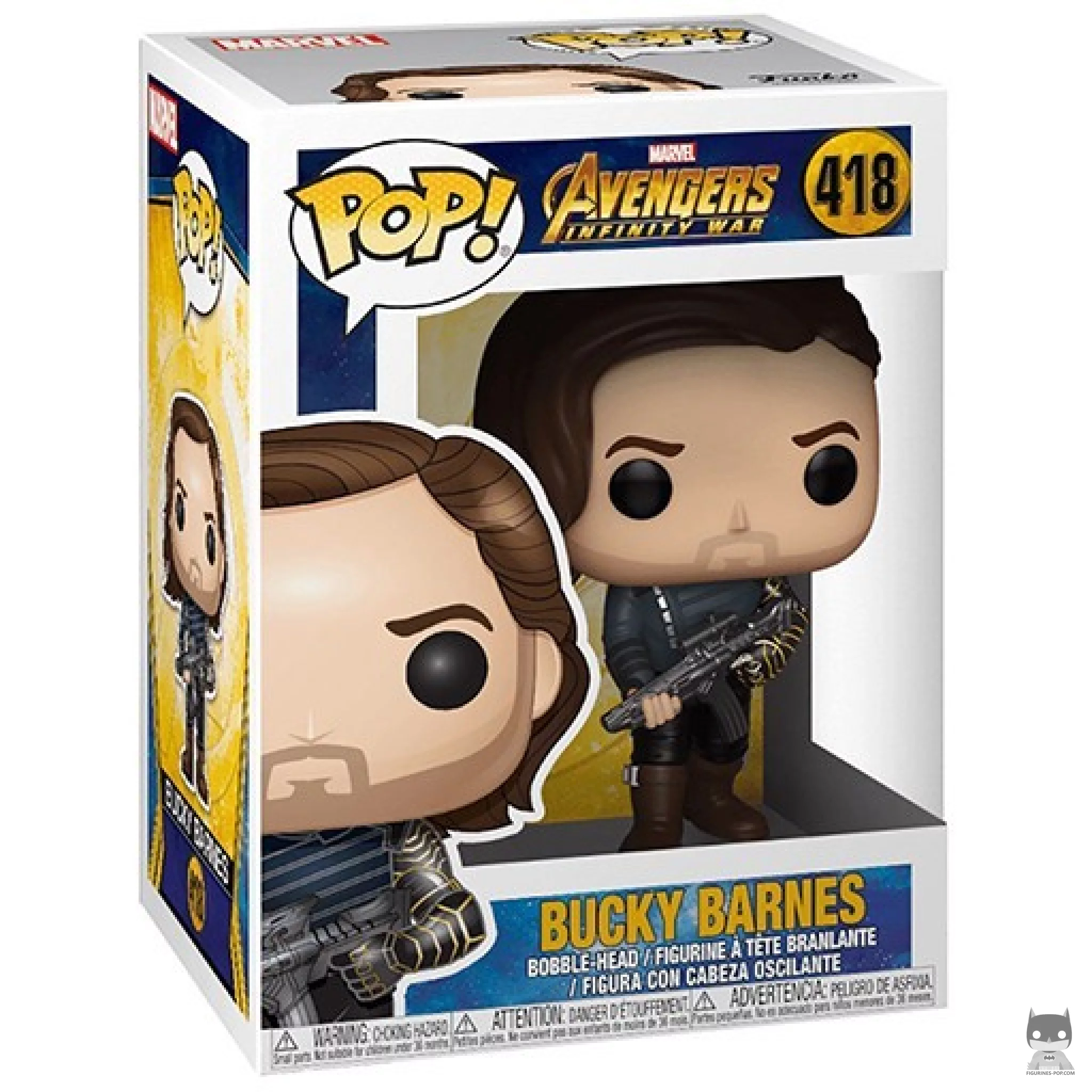 Bucky Barnes (with weapon) Funko Pop! figure in its box