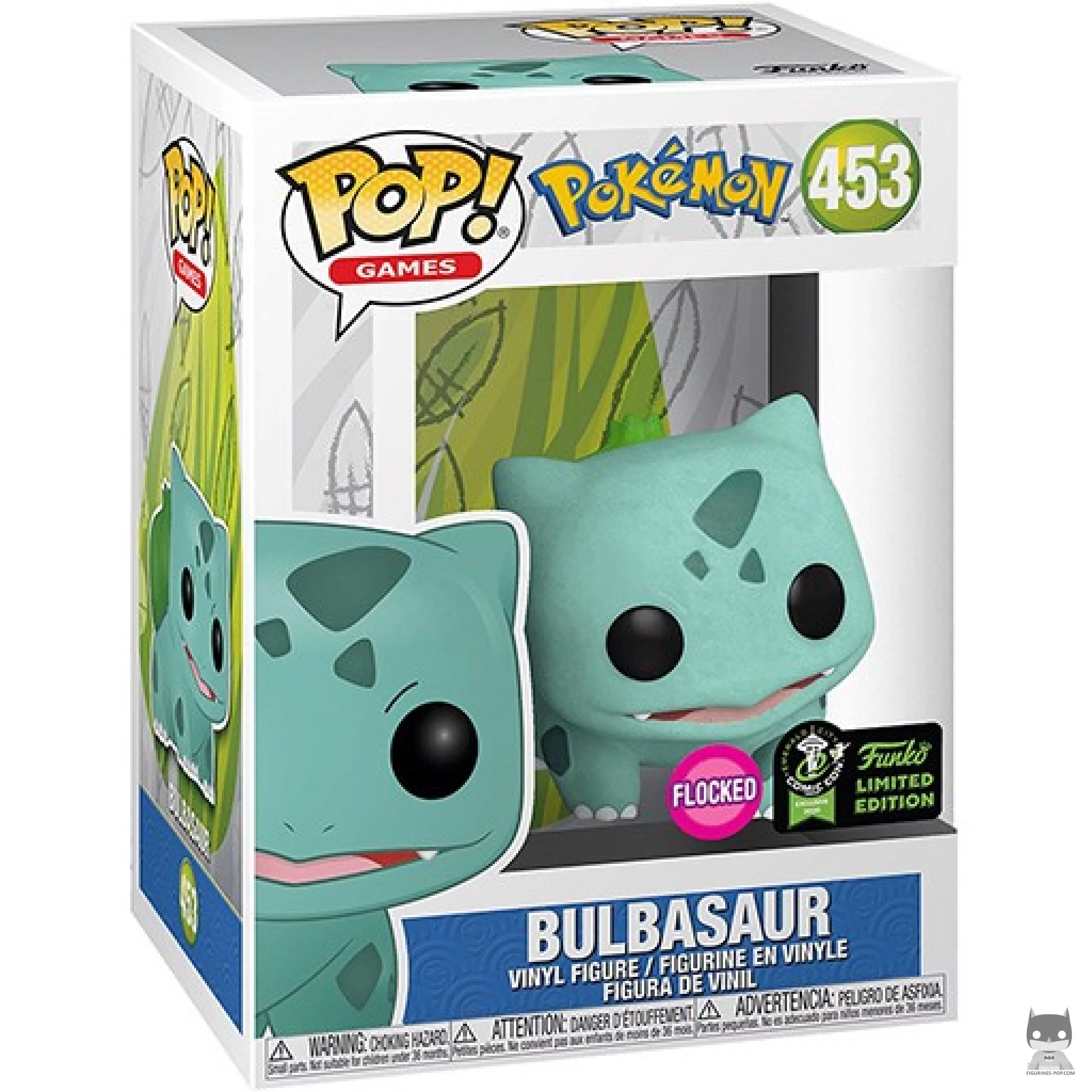 Bulbasaur (Flocked) Funko Pop! figure in its box