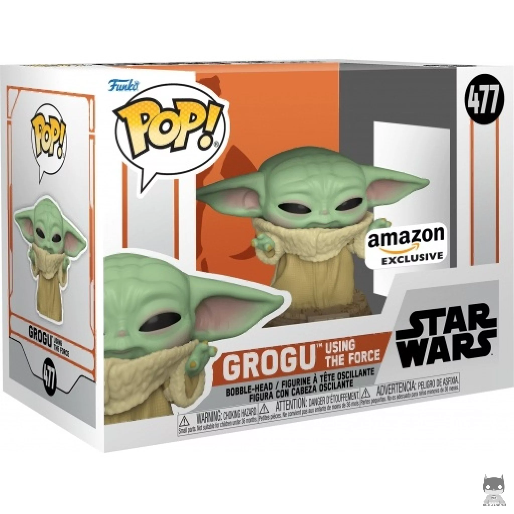 Grogu using the Force Funko Pop! figure in its box