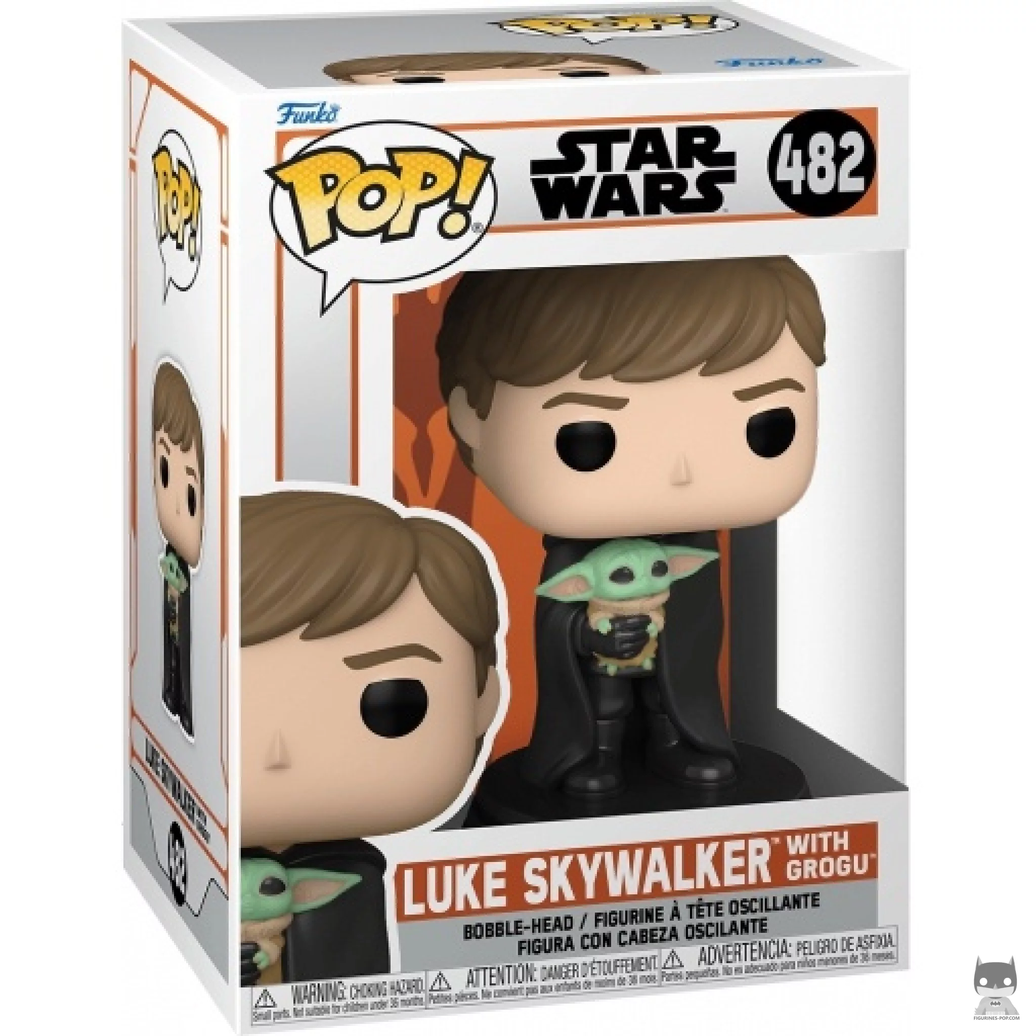 Luke Skywalker with Grogu Funko Pop! figure in its box