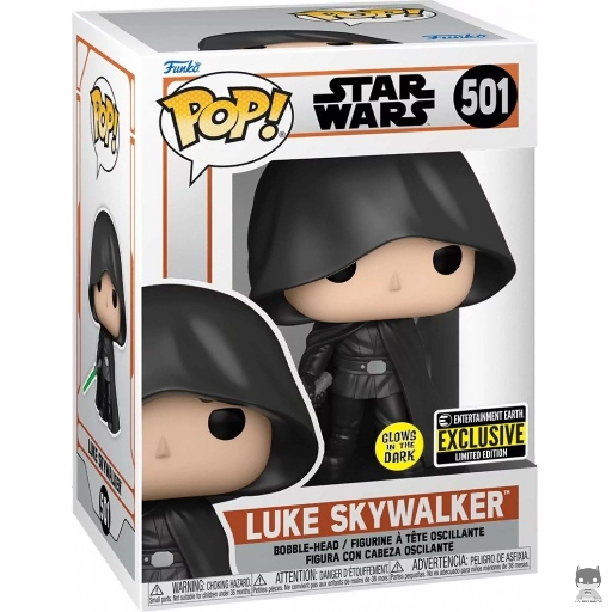 Luke Skywalker (Glow in the Dark) Funko Pop! figure in its box