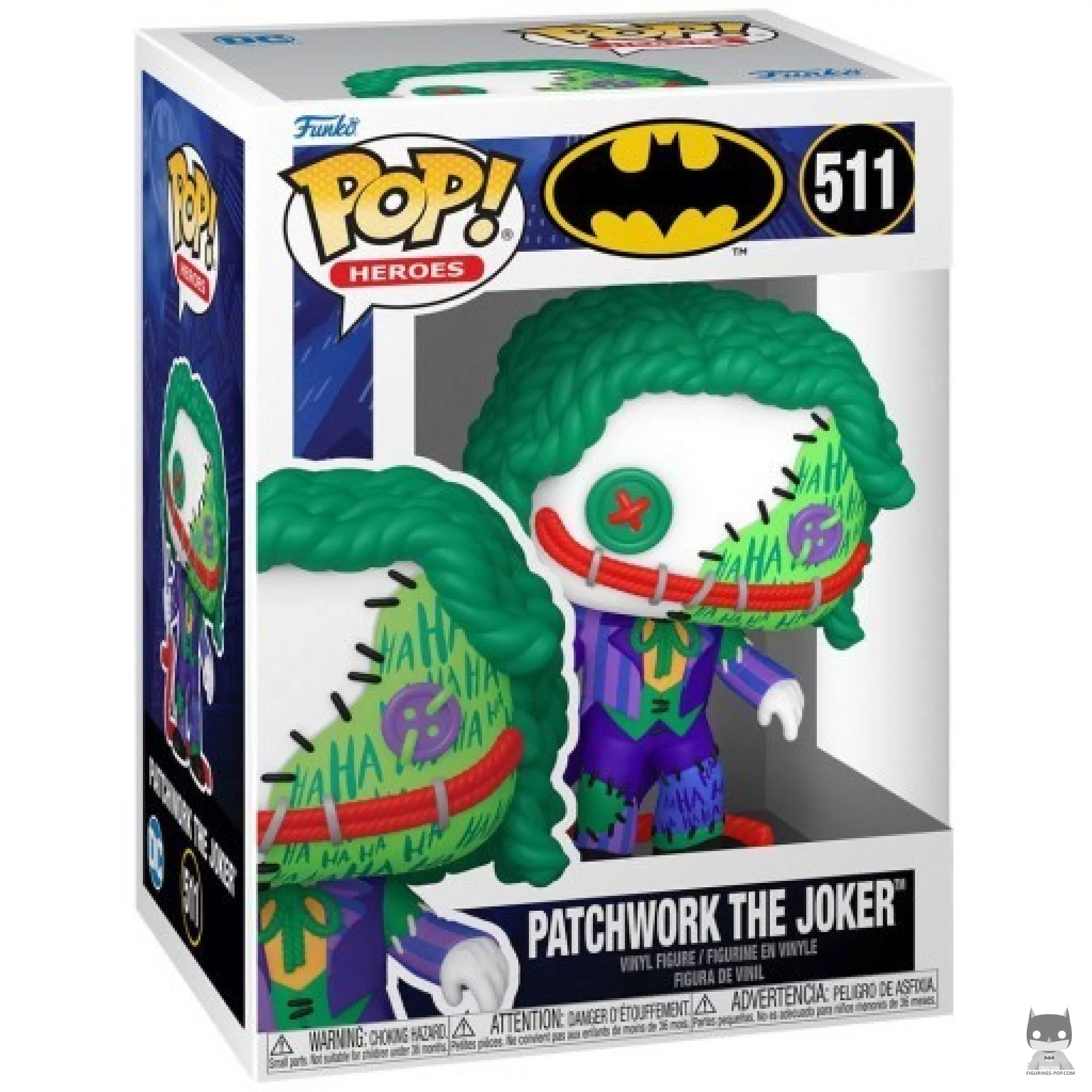 The Joker (Patchwork) Funko Pop! figure in its box