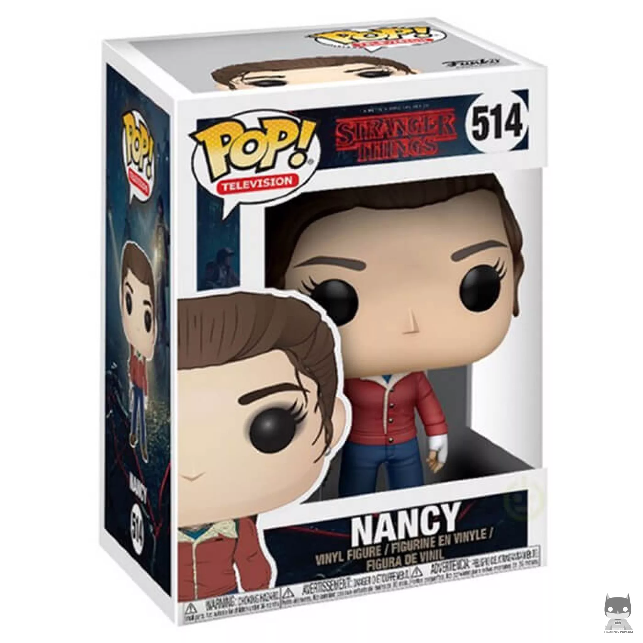 Nancy Wheeler with gun Funko Pop! figure in its box