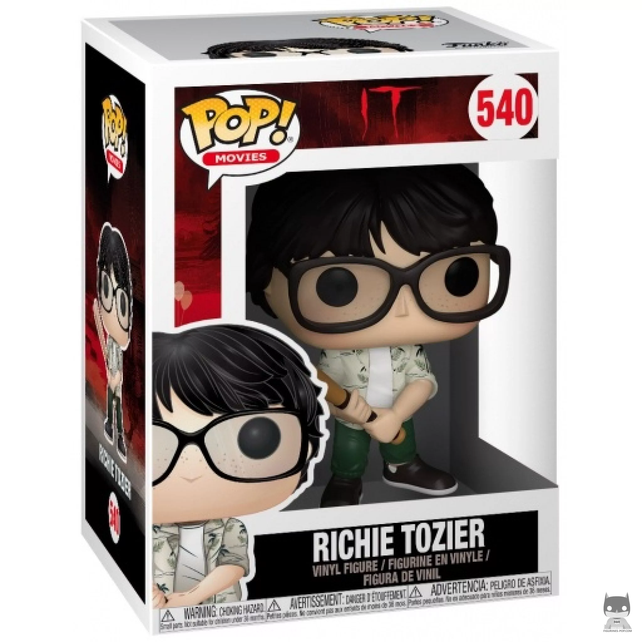 Richie Tozier holding bat Funko Pop! figure in its box
