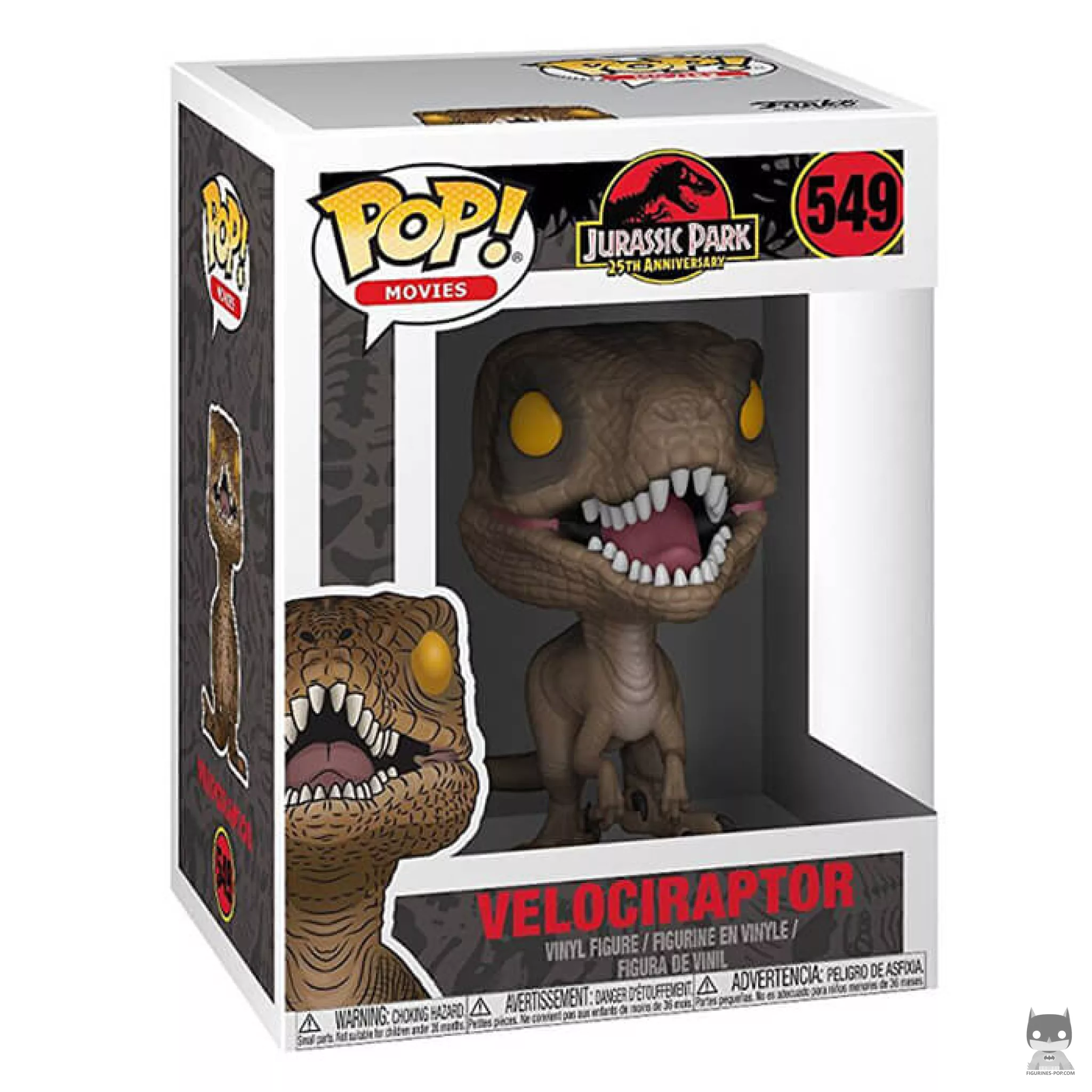 Velociraptor Funko Pop! figure in its box