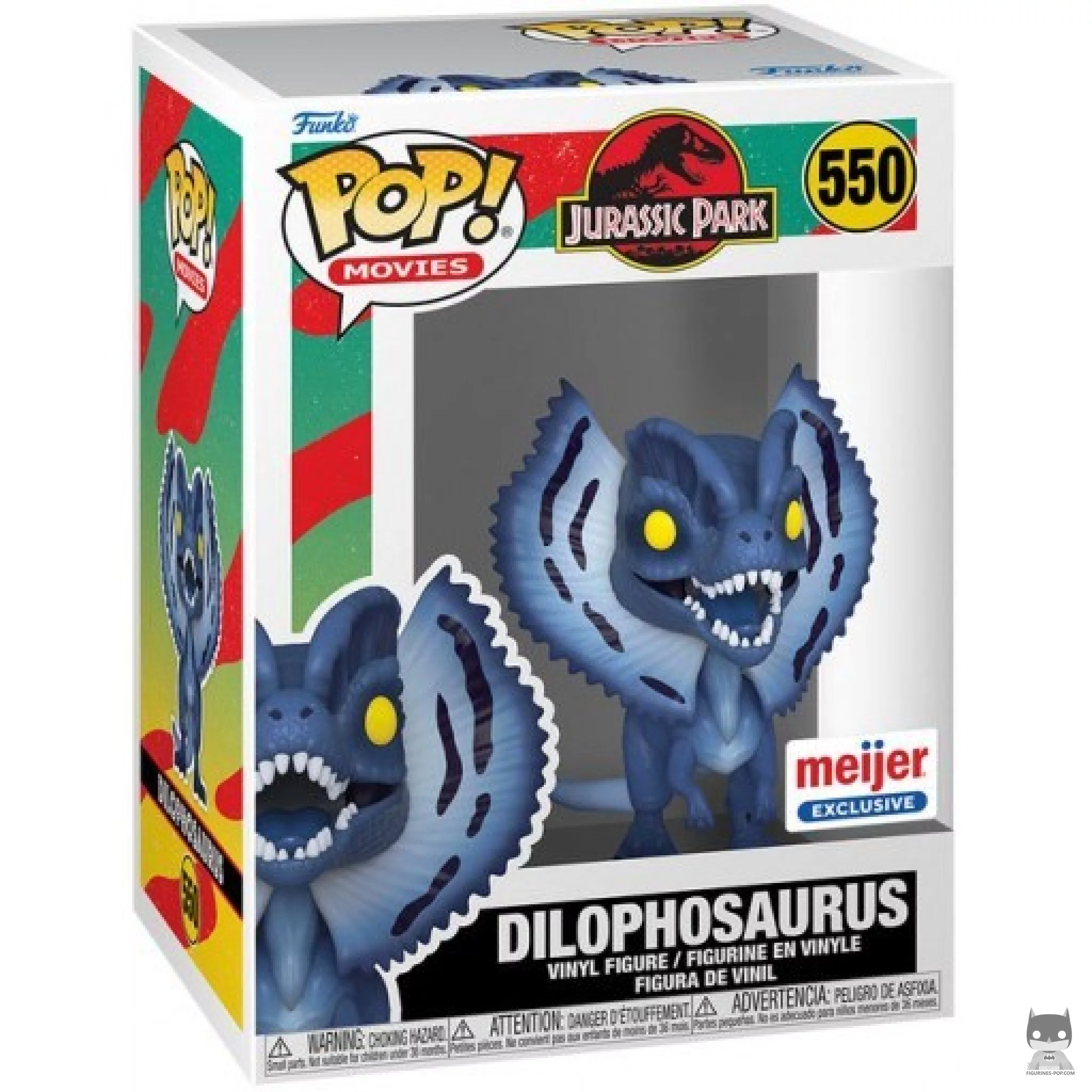 Dilophosaurus (Blue) Funko Pop! figure in its box