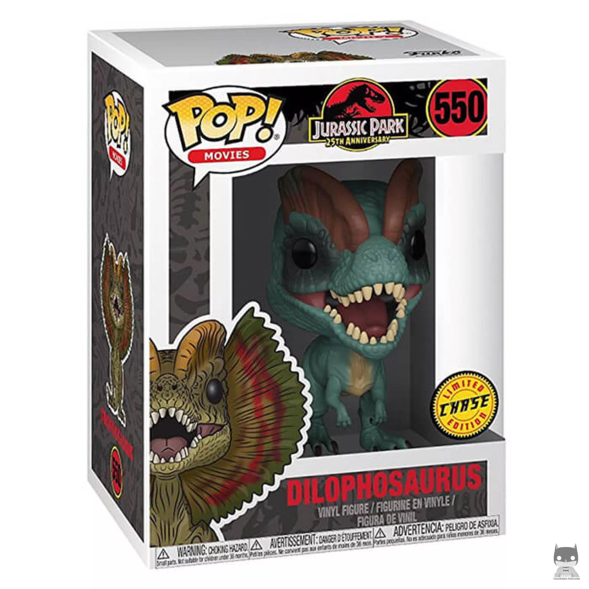 Dilophosaurus (with Frill) (Chase) Funko Pop! figure in its box