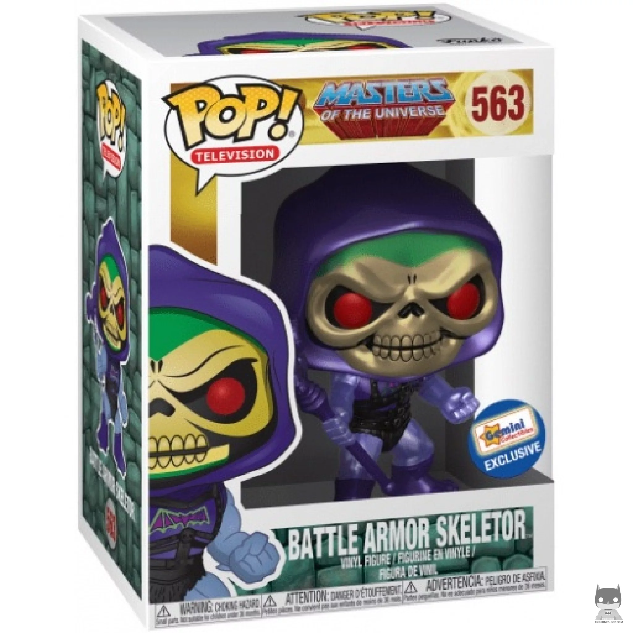 Skeletor with Battle Armor (Metallic) Funko Pop! figure in its box