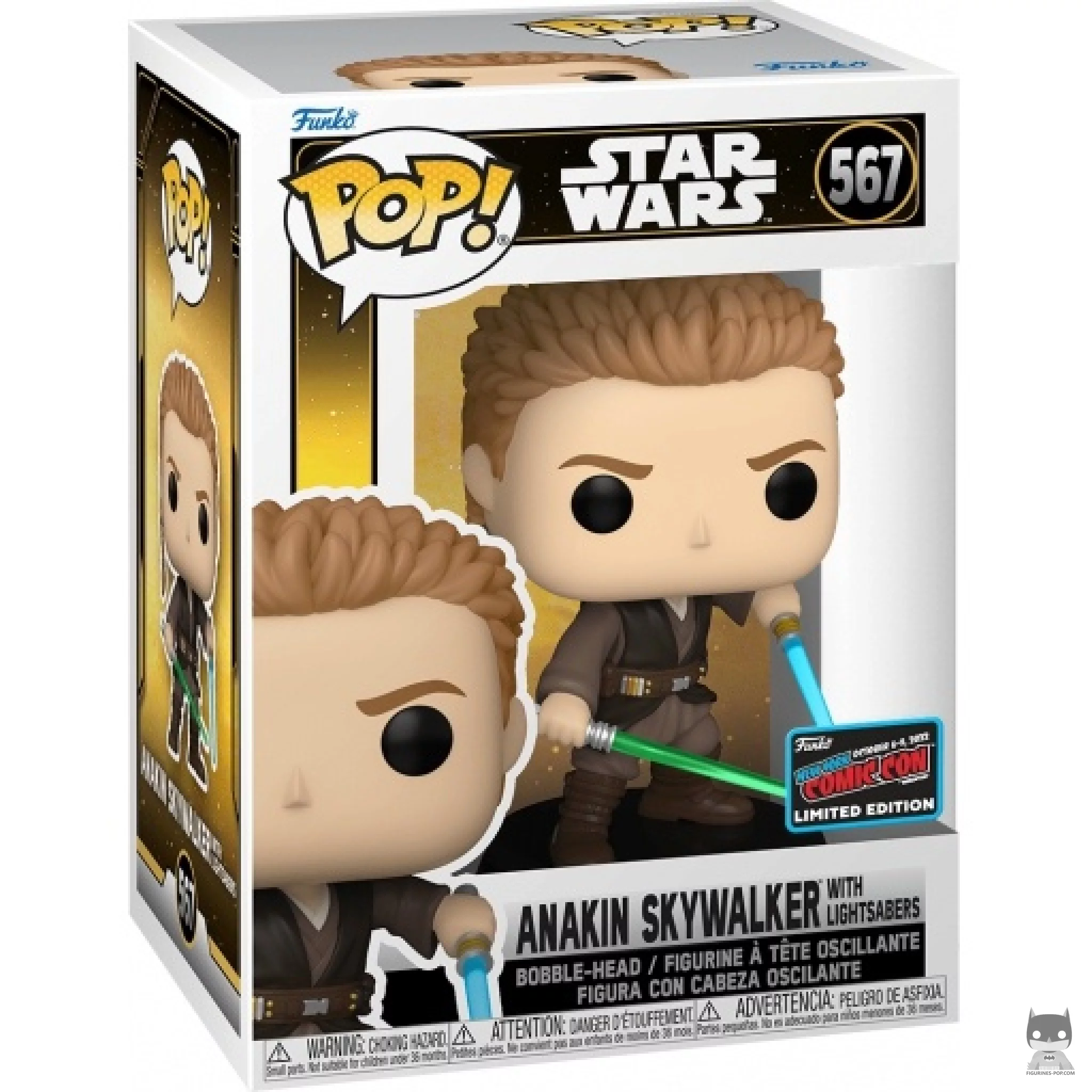 Anakin Skywalker with Lightsabers Funko Pop! figure in its box