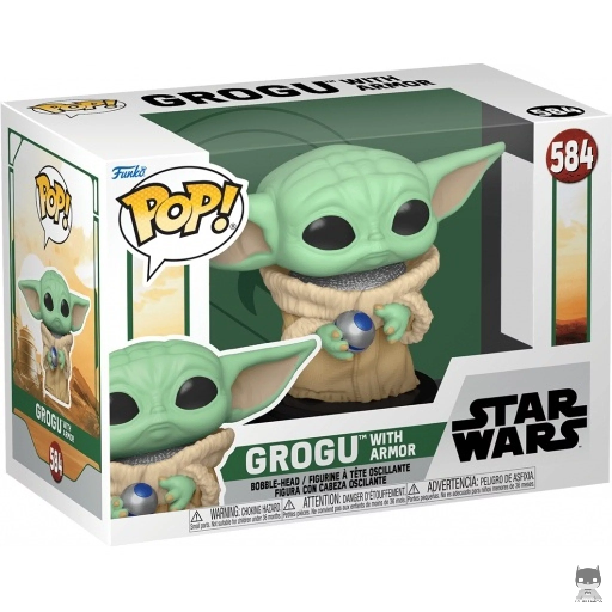 Grogu with Armor Funko Pop! figure in its box