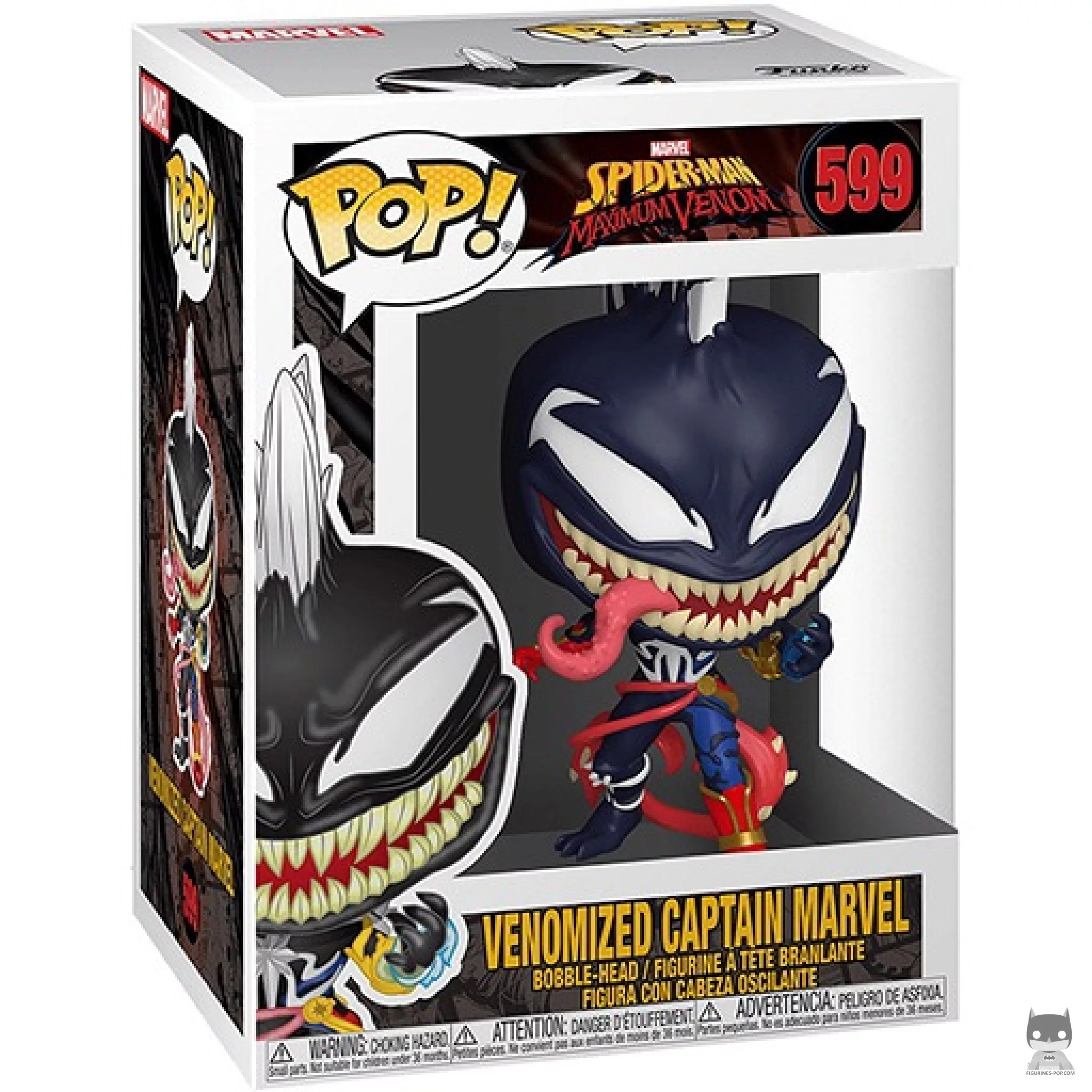 Venomized Captain Marvel Funko Pop! figure in its box