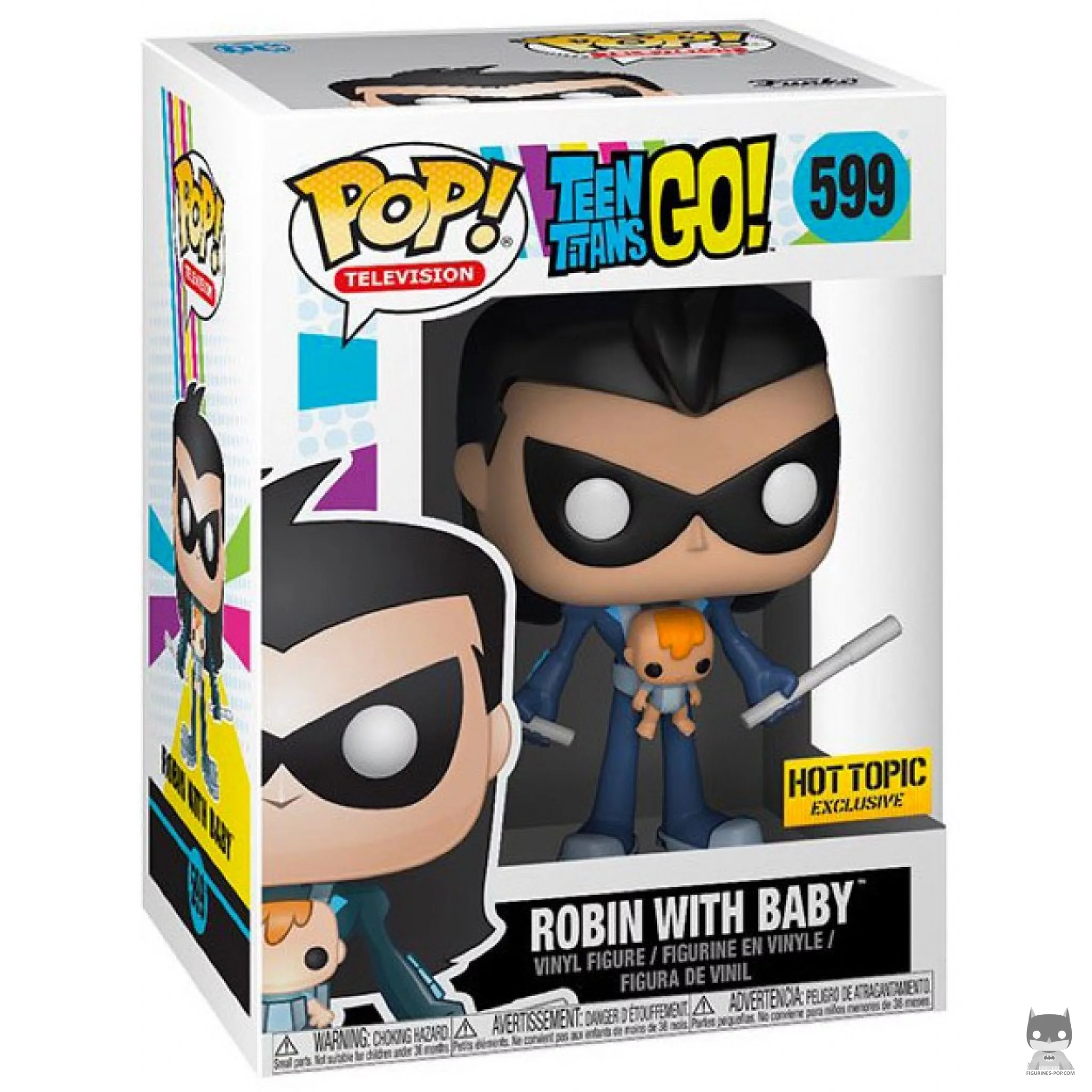 Robin with Baby Funko Pop! figure in its box