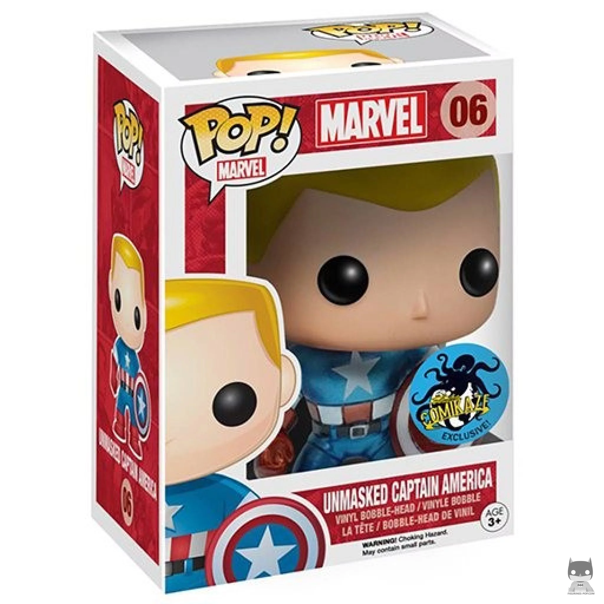 Captain America (Unmasked) Funko Pop! figure in its box