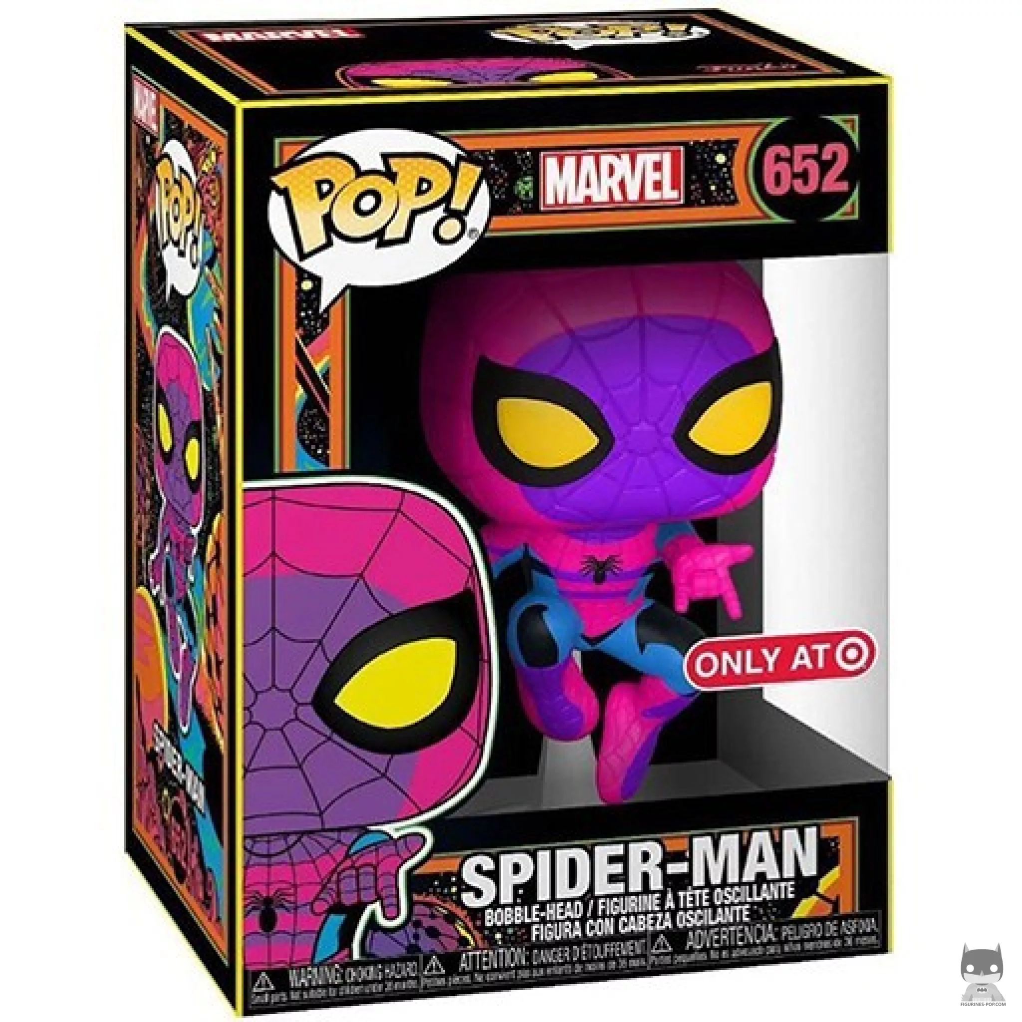 Spider-Man (Blacklight) Funko Pop! figure in its box