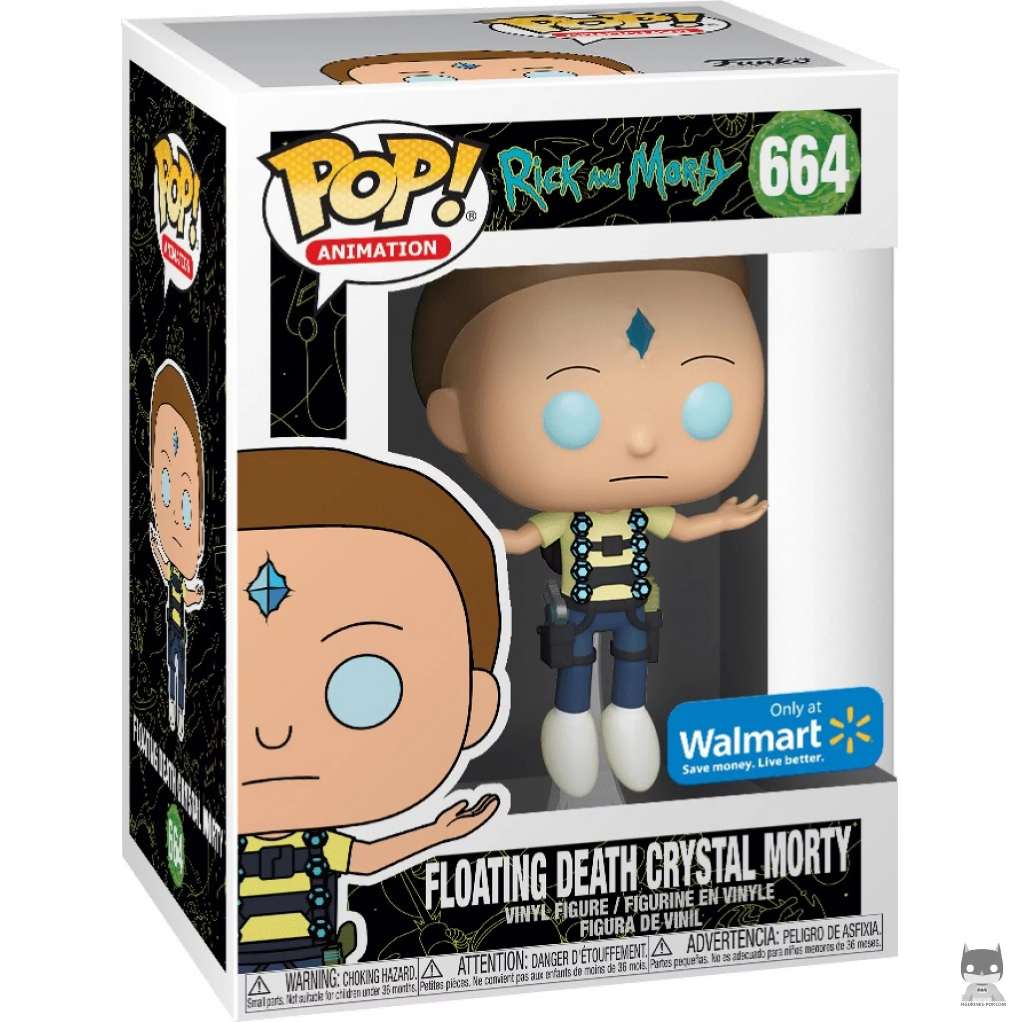 Floating Death Crystal Morty Funko Pop! figure in its box