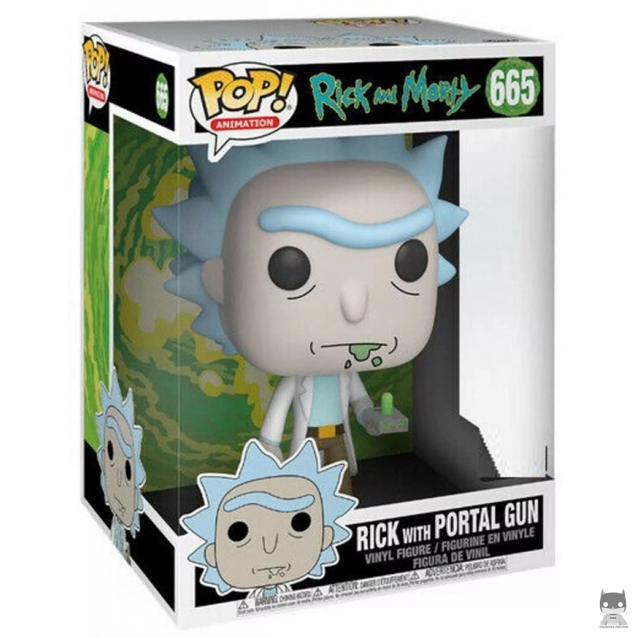 Rick with Portal Gun (Supersized) Funko Pop! figure in its box