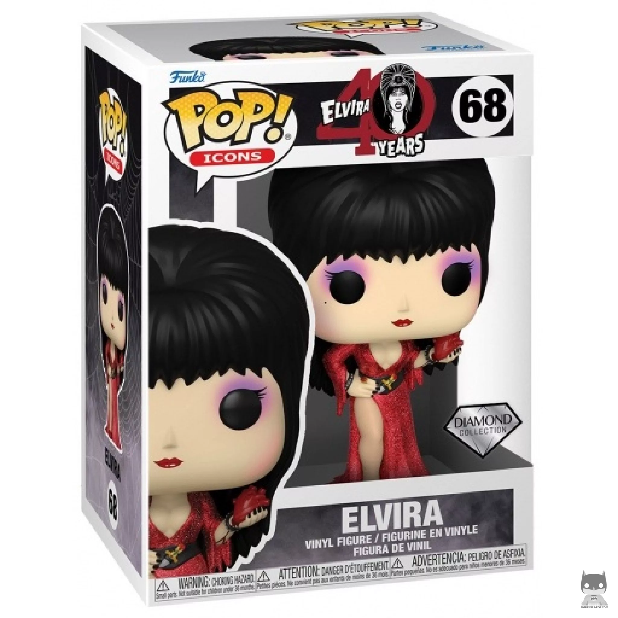 Elvira Mistress of the Dark (Diamond Glitter) Funko Pop! figure in its box