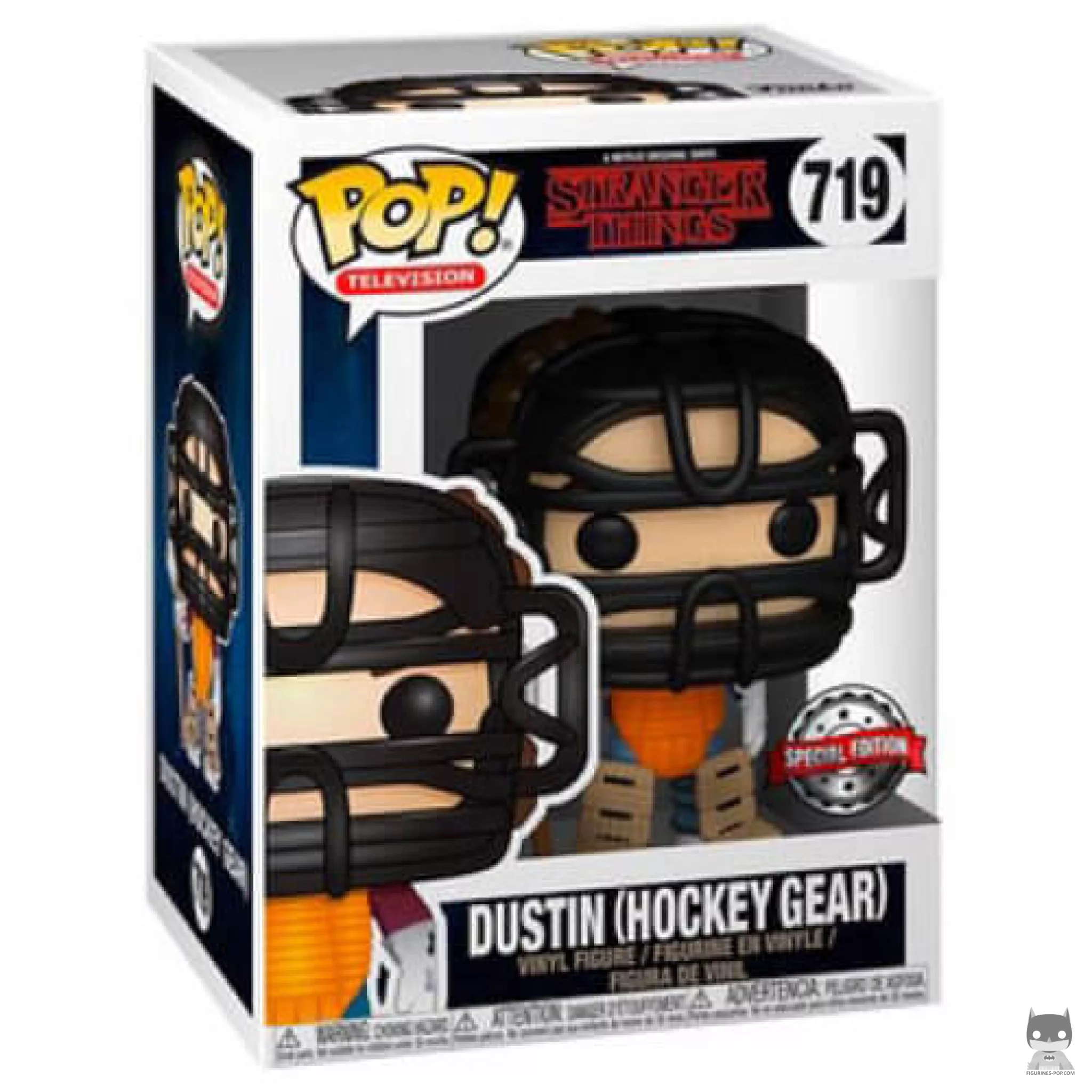 Dustin with hockey gear Funko Pop! figure in its box