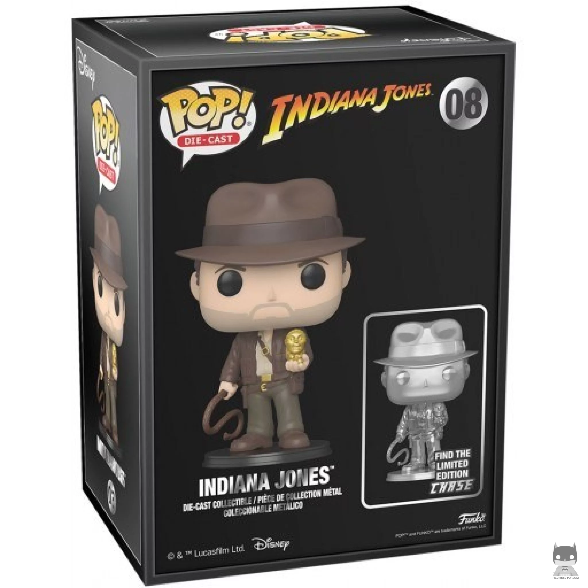 Indiana Jones with golden idol (Chase & Silver) Funko Pop! figure in its box